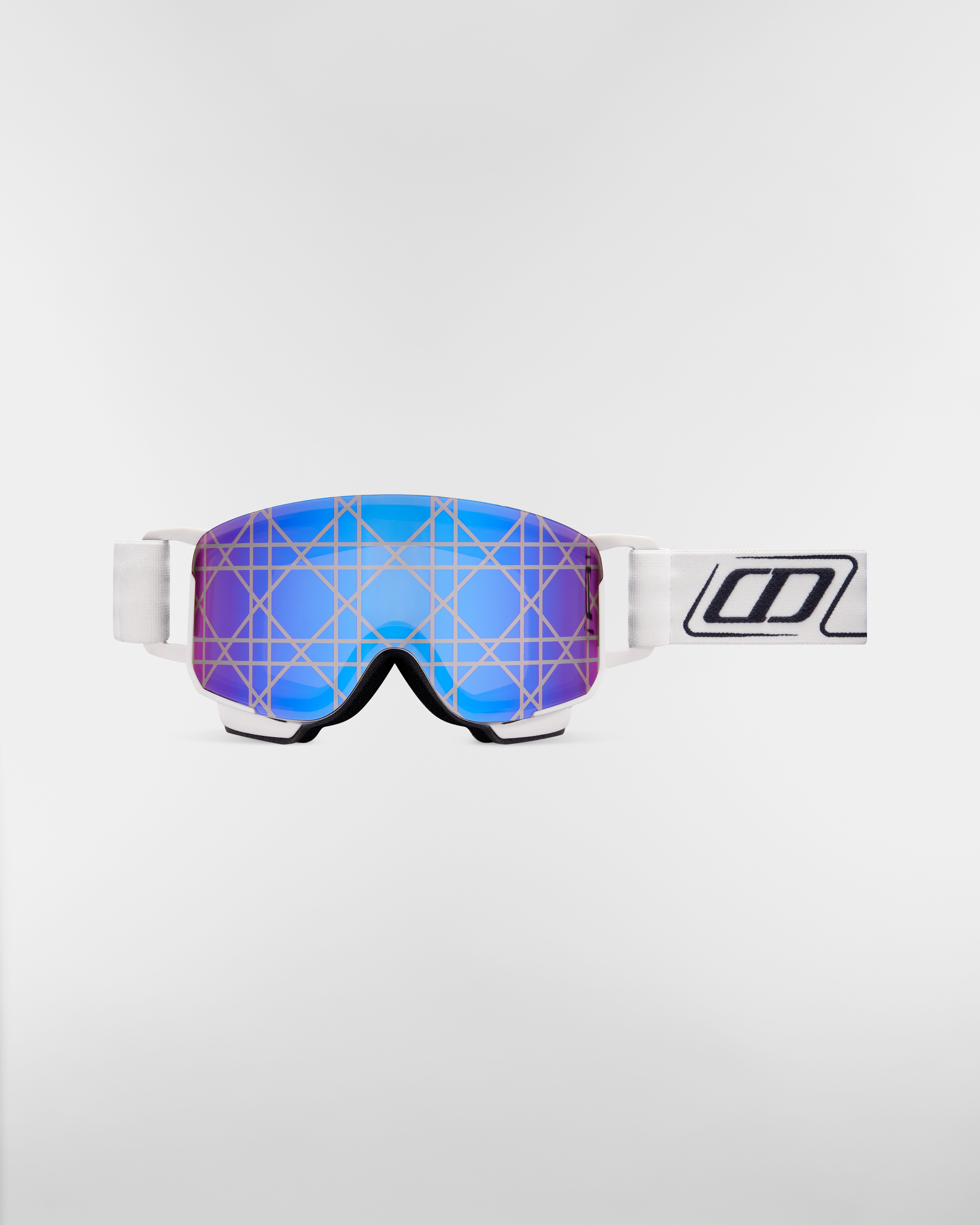 Maschera da sci DIOR AND POC – Vestibilità regolare Écru con lente specchiata Cannage blu e firma CD E01
