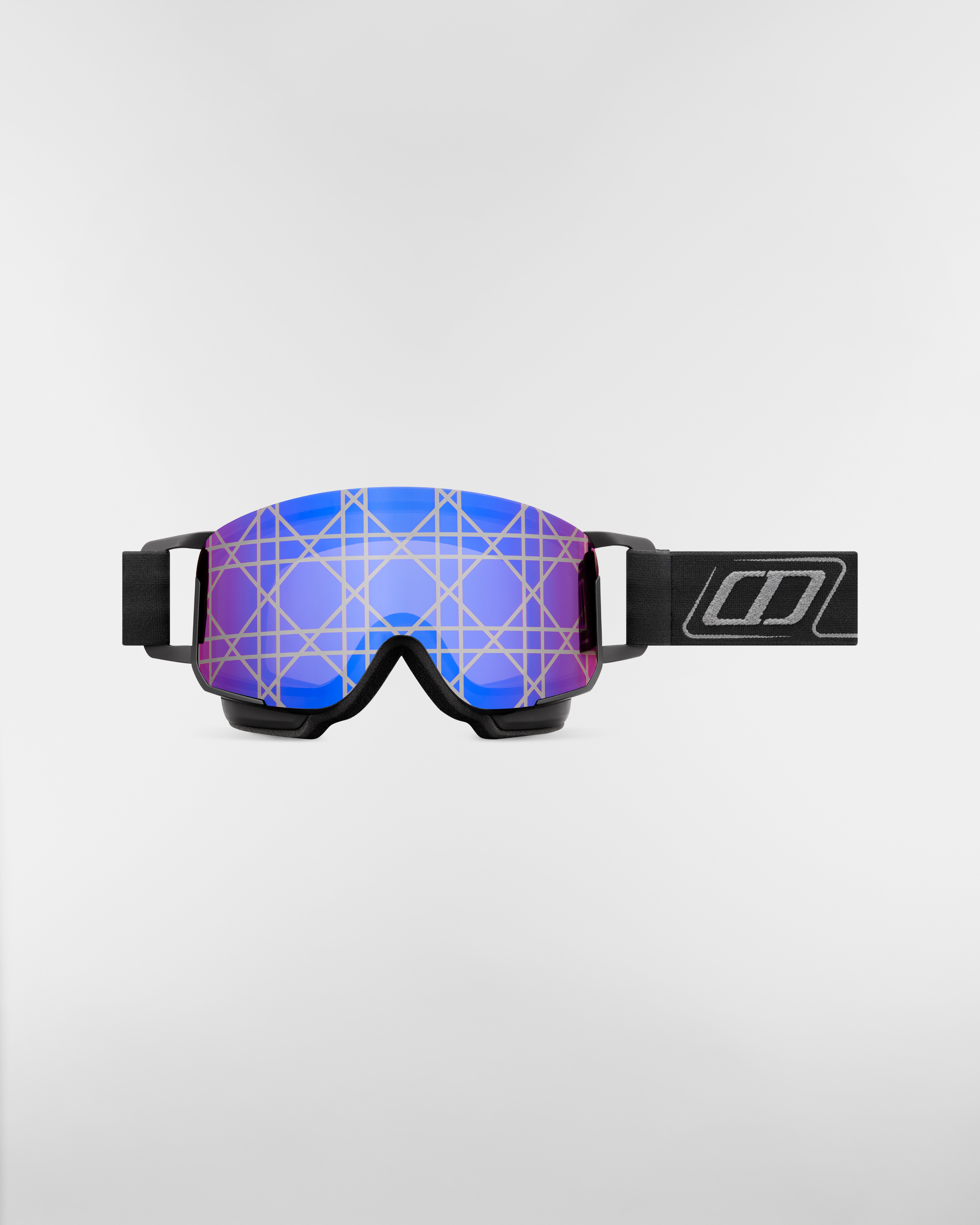 Maschera da sci DIOR AND POC – Vestibilità regolare Nero con lente specchiata Cannage blu e firma CD E01