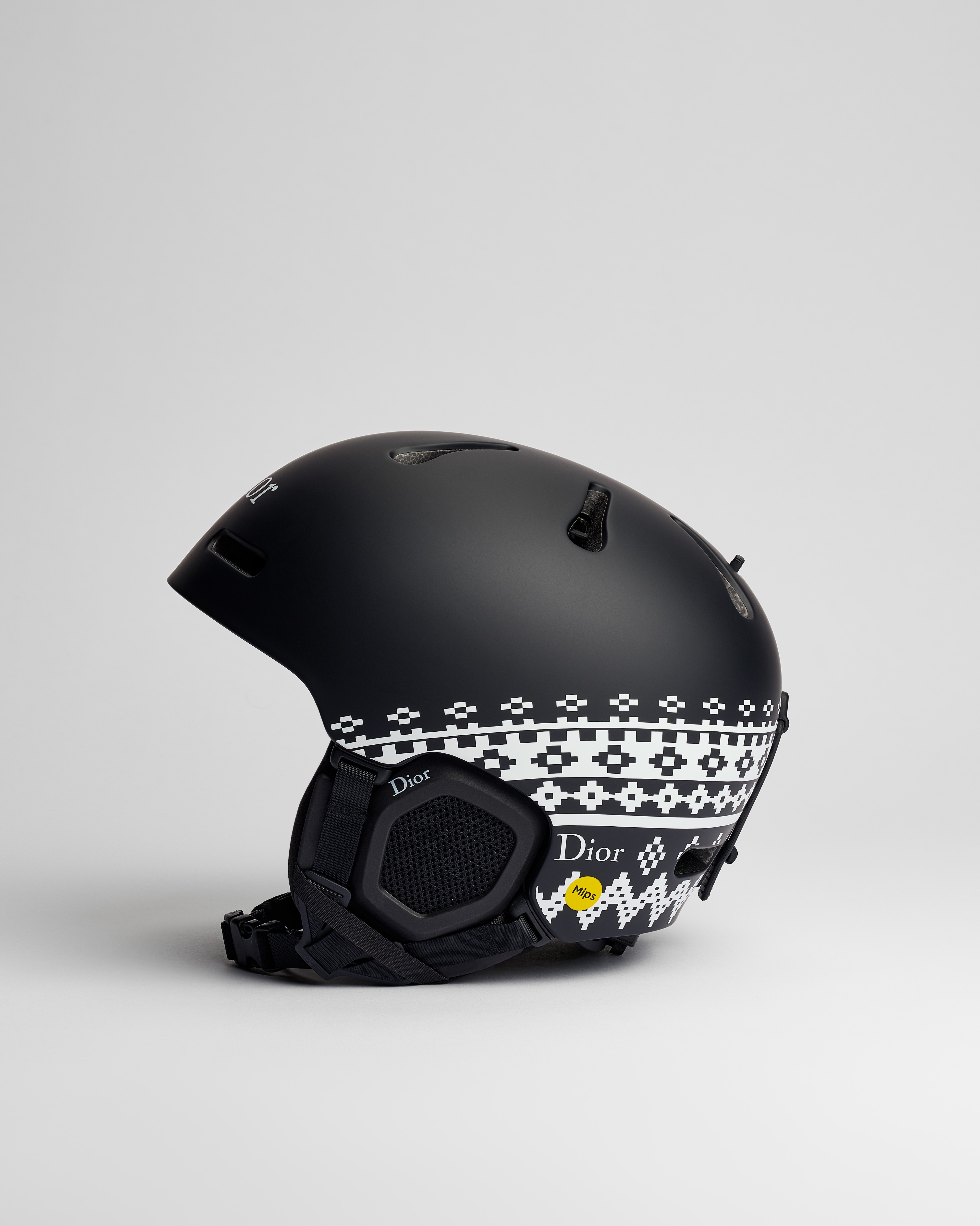 Dior and POC All-Mountain Helmet Black with White Fair Isle Motif E04