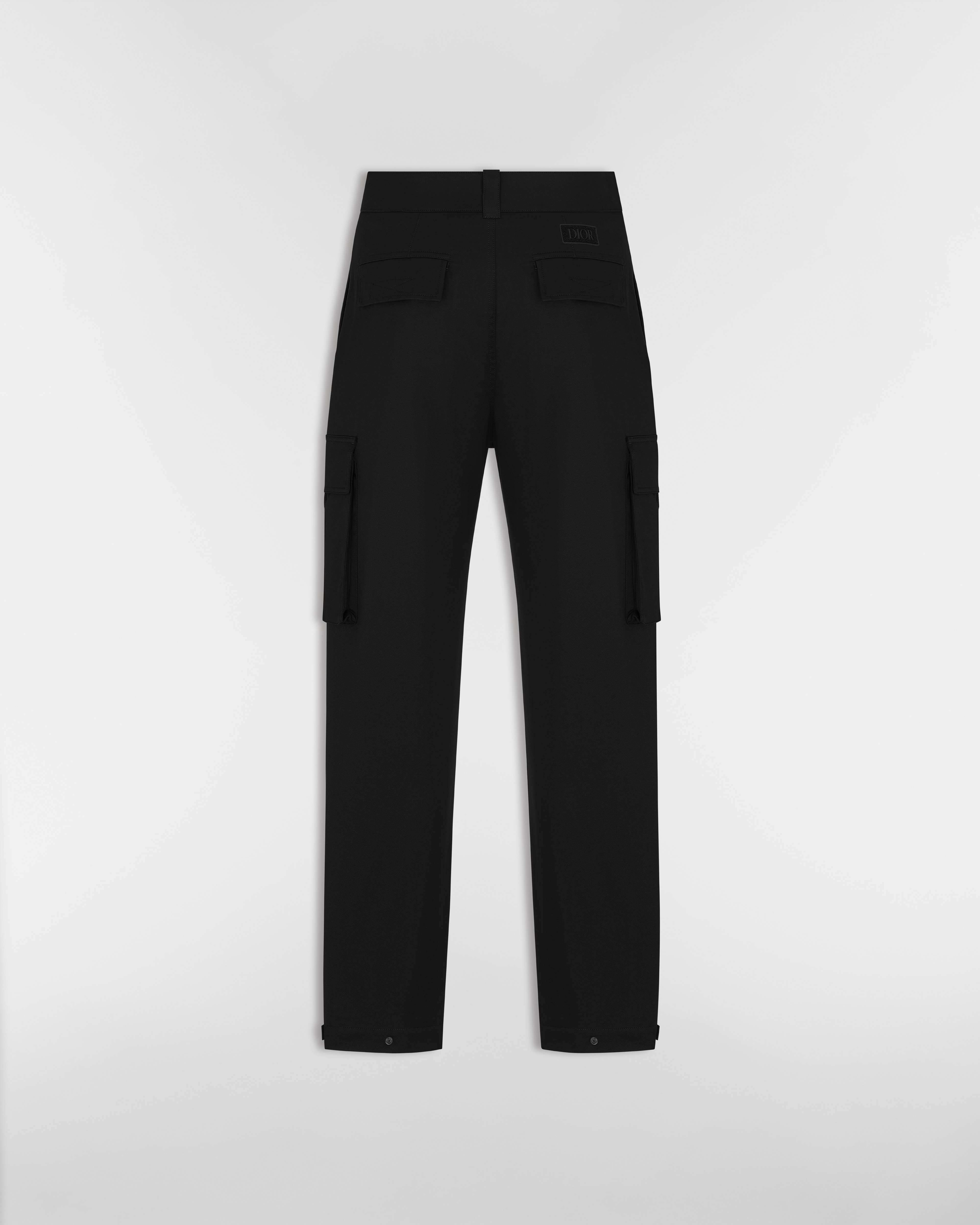 Cargo Pants Black Stretch Cotton Gabardine E08