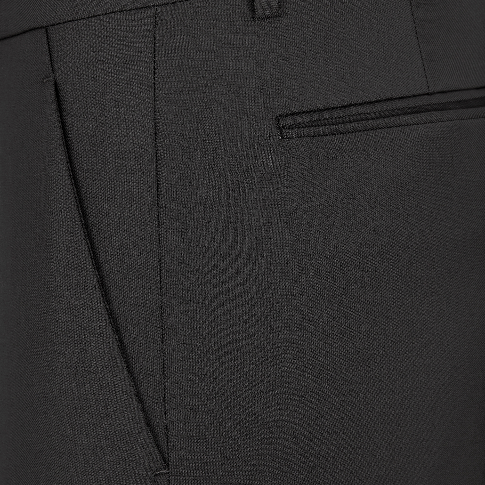 合身直筒款長褲 黑色精純羊毛斜紋布 E09