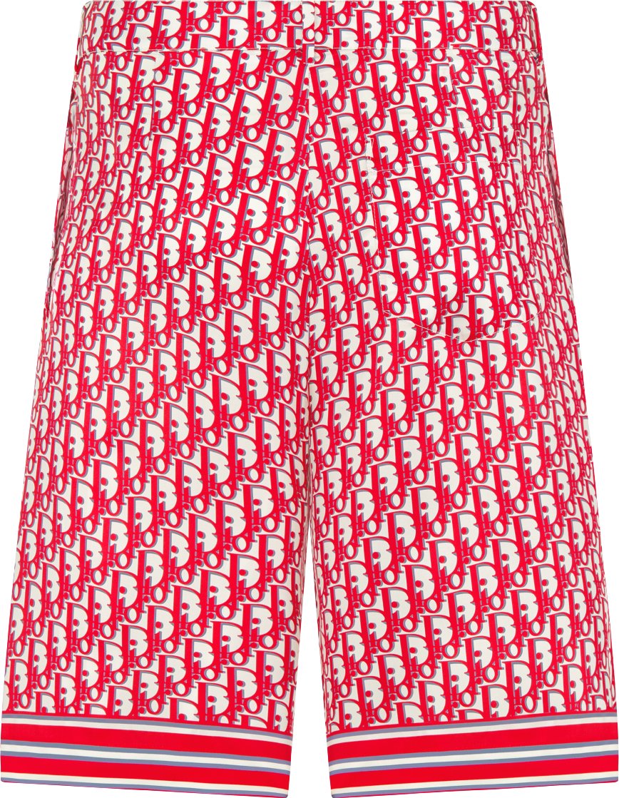 Bermuda Dior Oblique Sergé de soie rouge et blanc DIOR