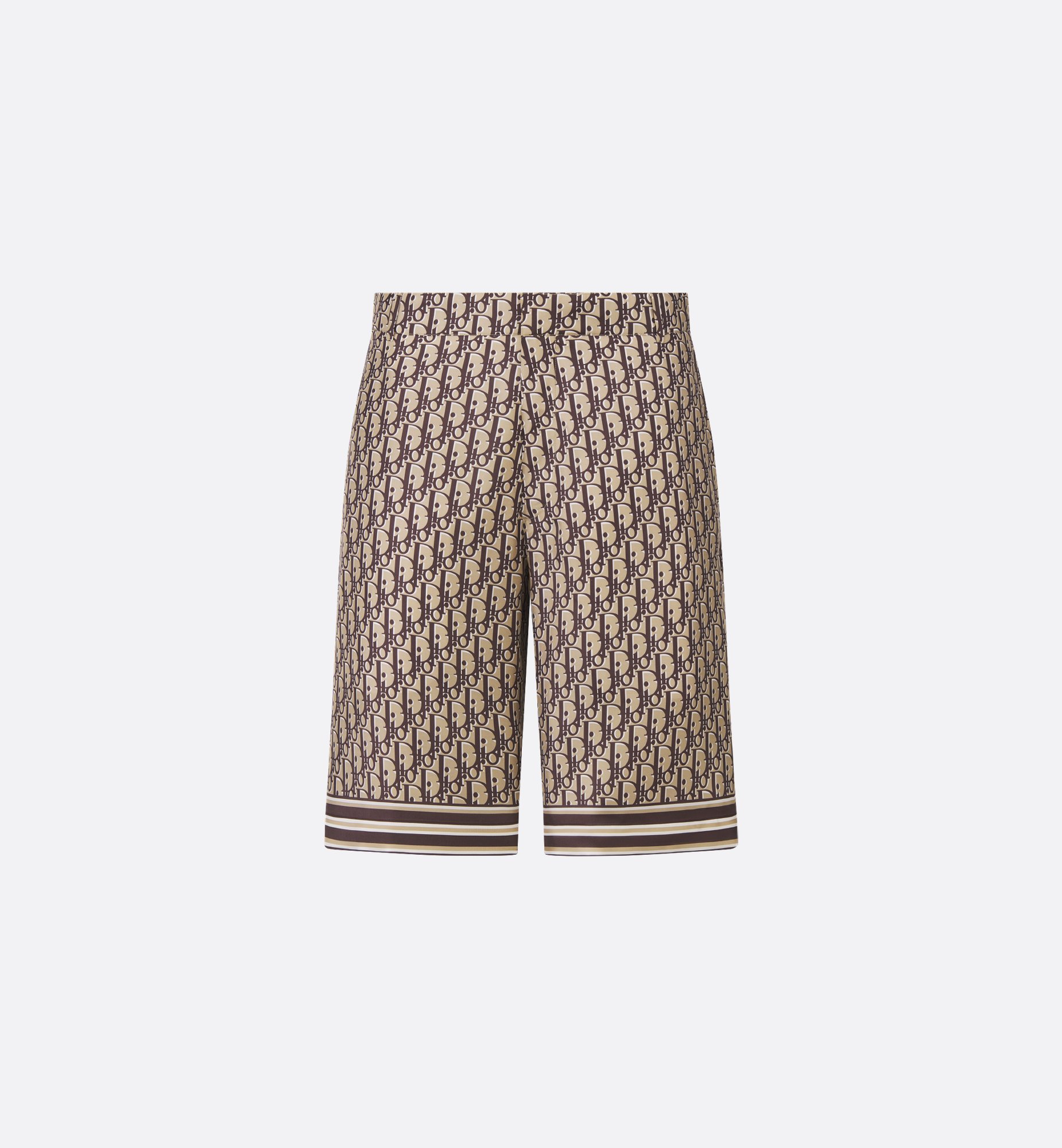 Dior Oblique Short-Sleeved Shirt Beige and Brown Silk Twill Dior Oblique Short-Sleeved Shirt Beige and Brown Silk Twill