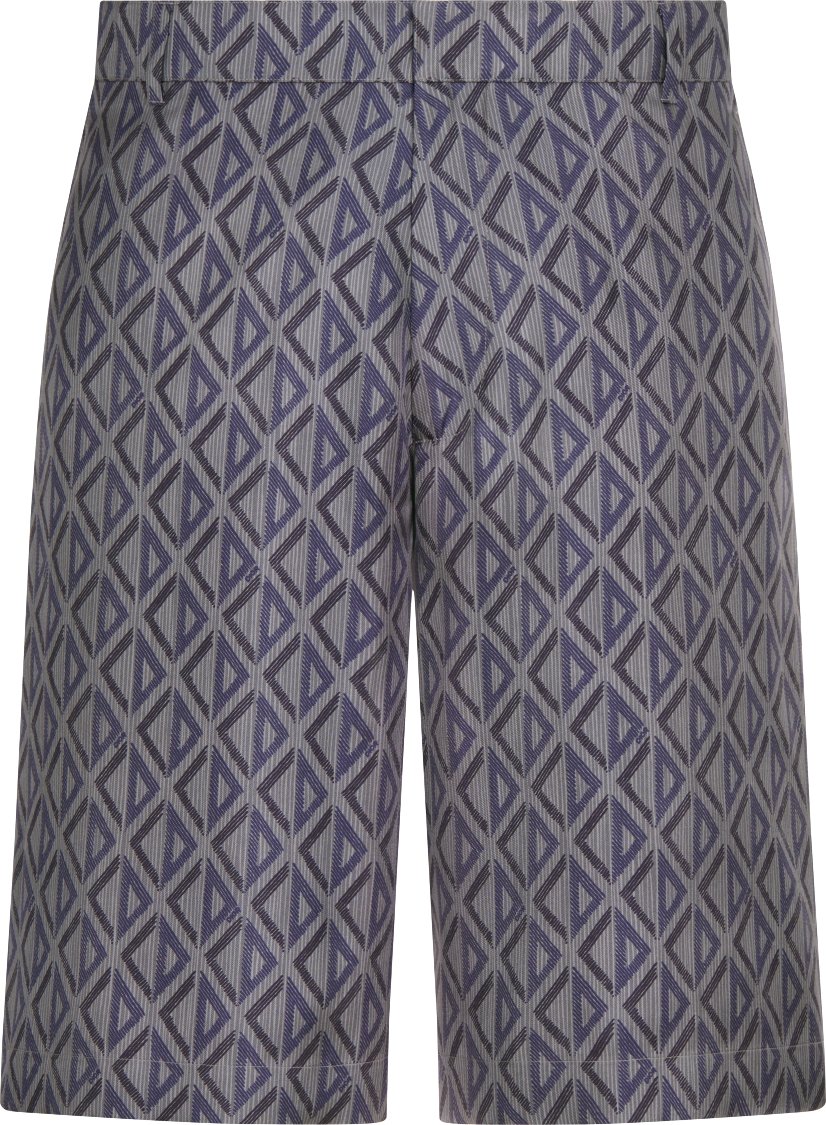 CD Diamond Bermuda Shorts Black and Gray Silk Twill DIOR