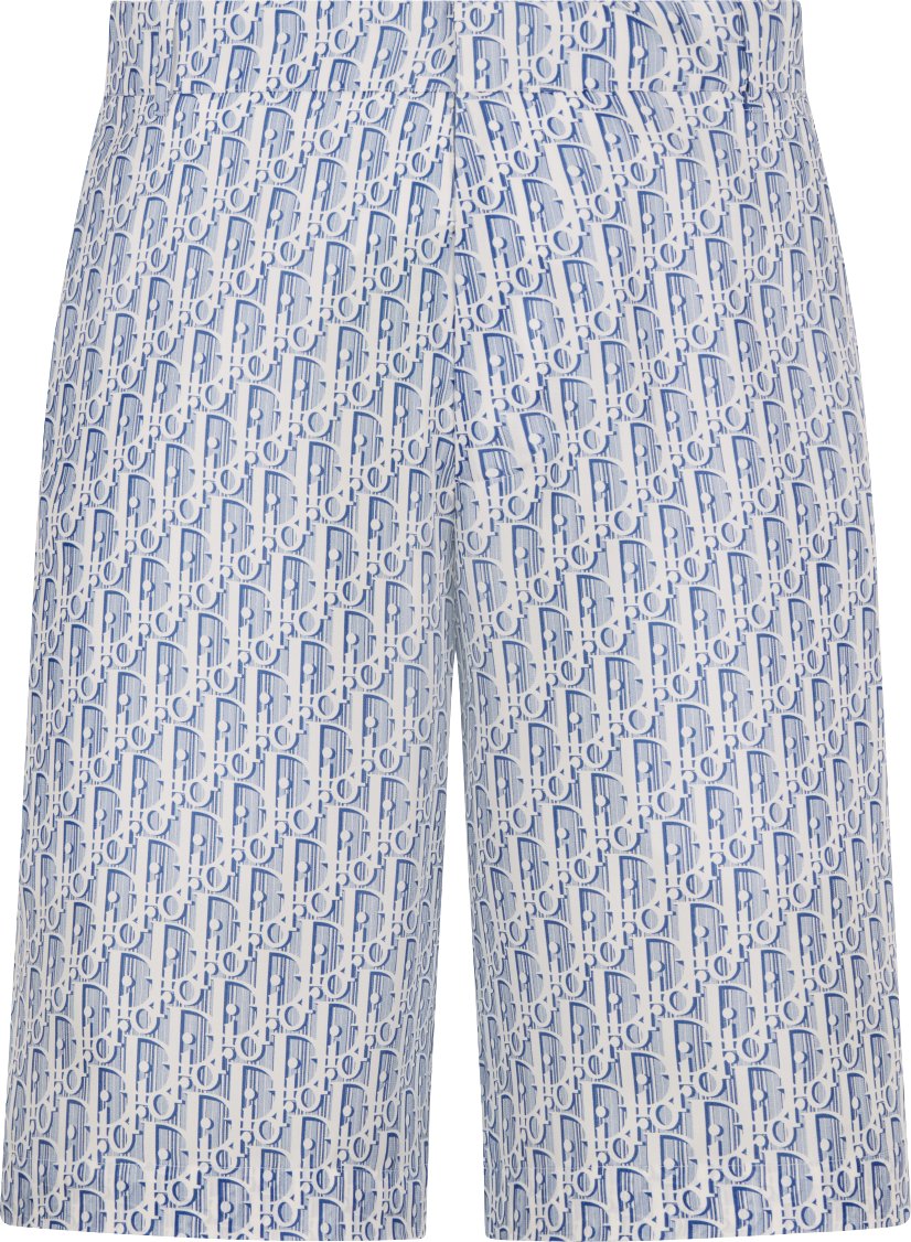 Dior Oblique Bermuda Shorts Blue Striped Silk Twill DIOR