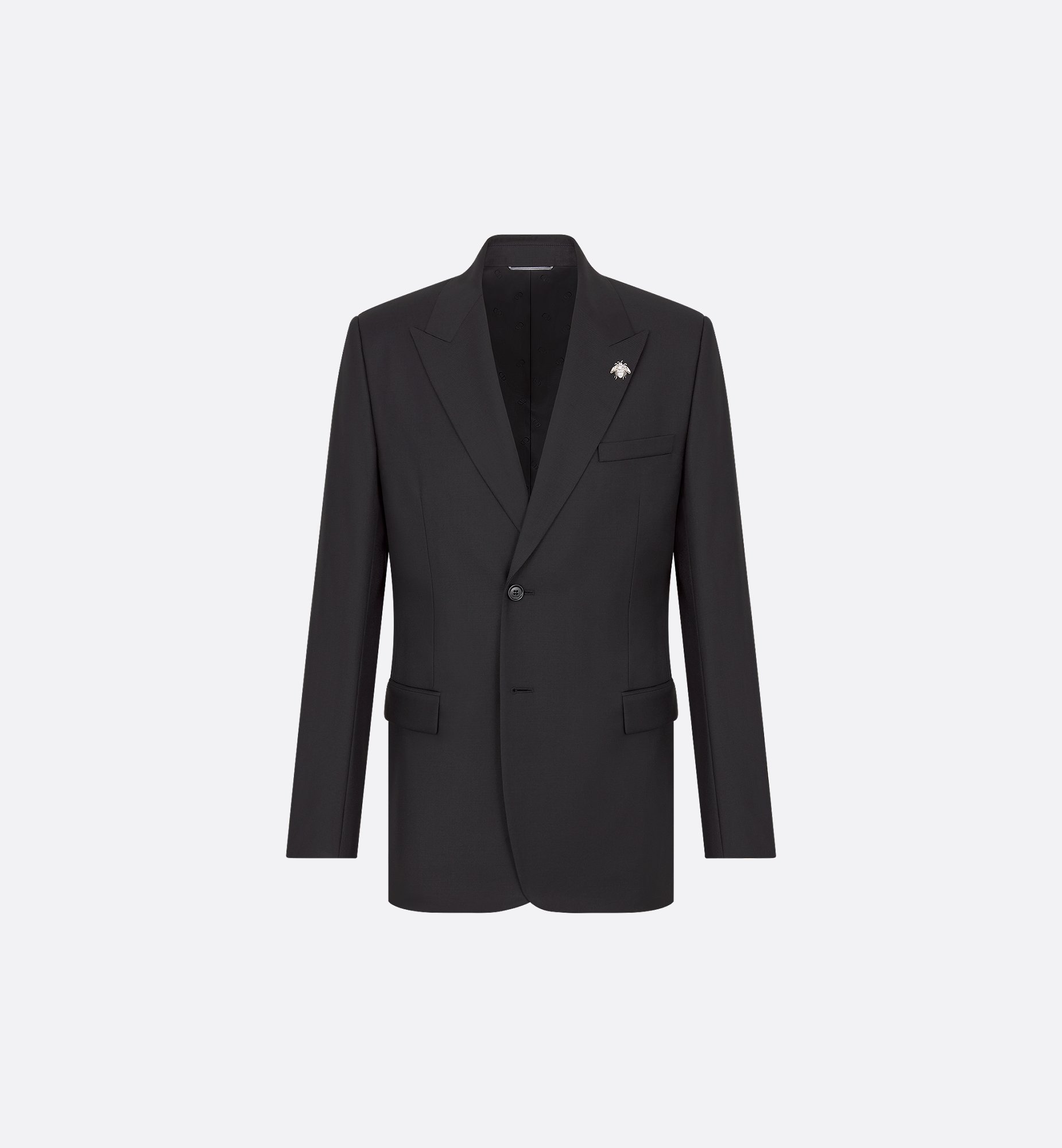 Jacket with Bee Brooch Black Virgin Wool Twill | DIOR Jacket with Bee Brooch Black Virgin Wool Twill | DIOR