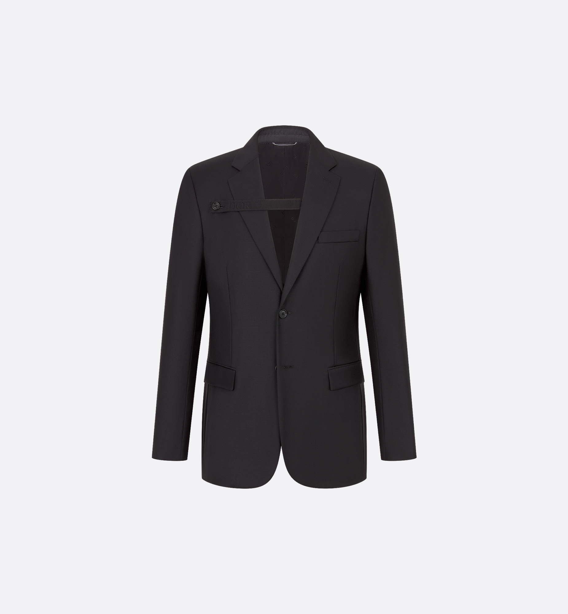 Jacket with Buttoned Strap Black Virgin Wool Twill | DIOR Jacket with Buttoned Strap Black Virgin Wool Twill | DIOR