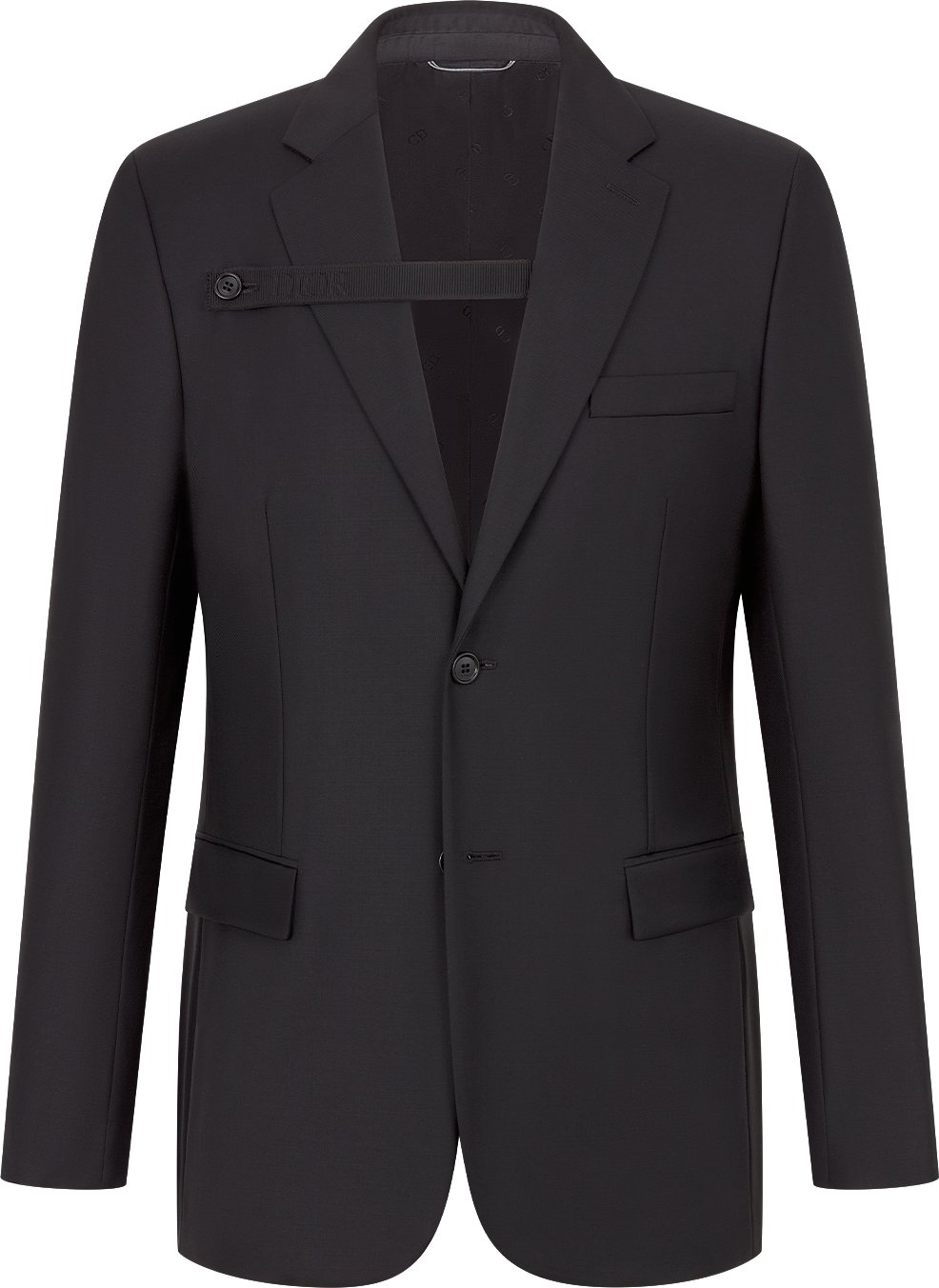 Jacket with Buttoned Strap Black Virgin Wool Twill DIOR