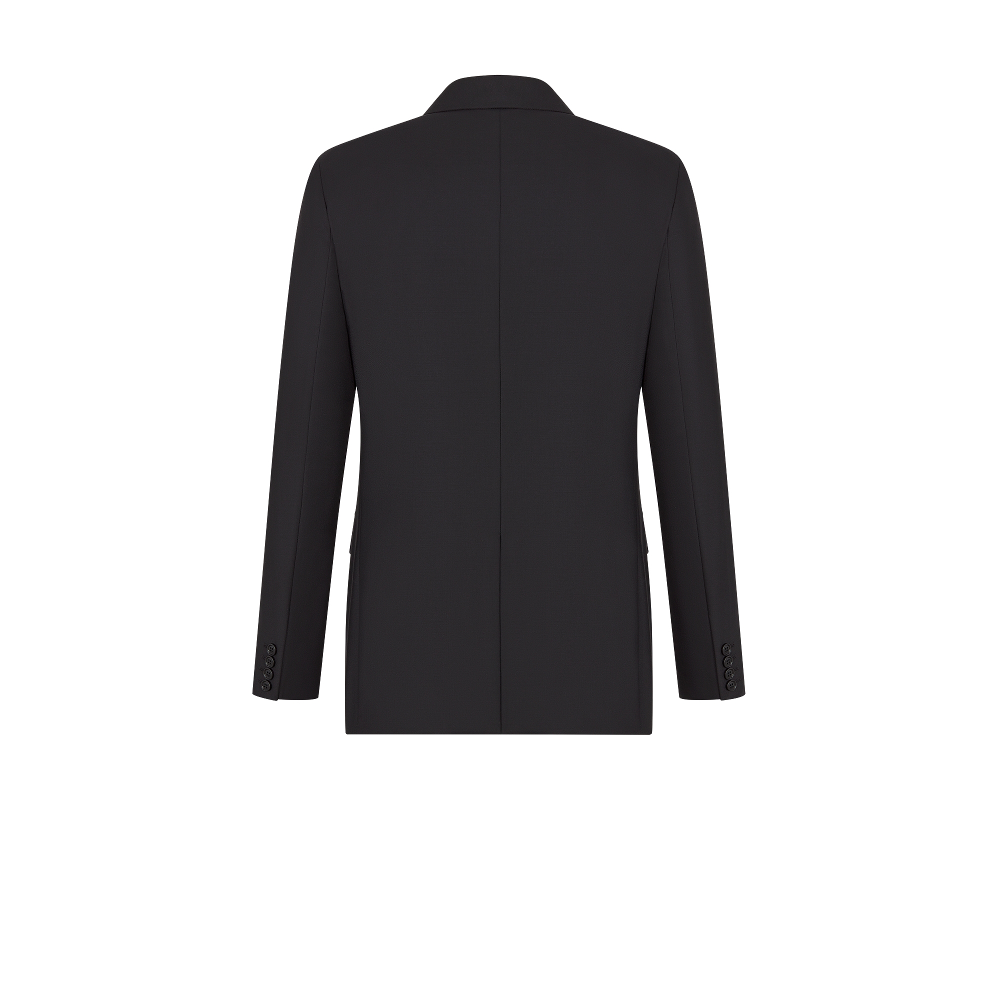 Jacke mit geknöpftem Riemen Schurwolltwill in Schwarz E08