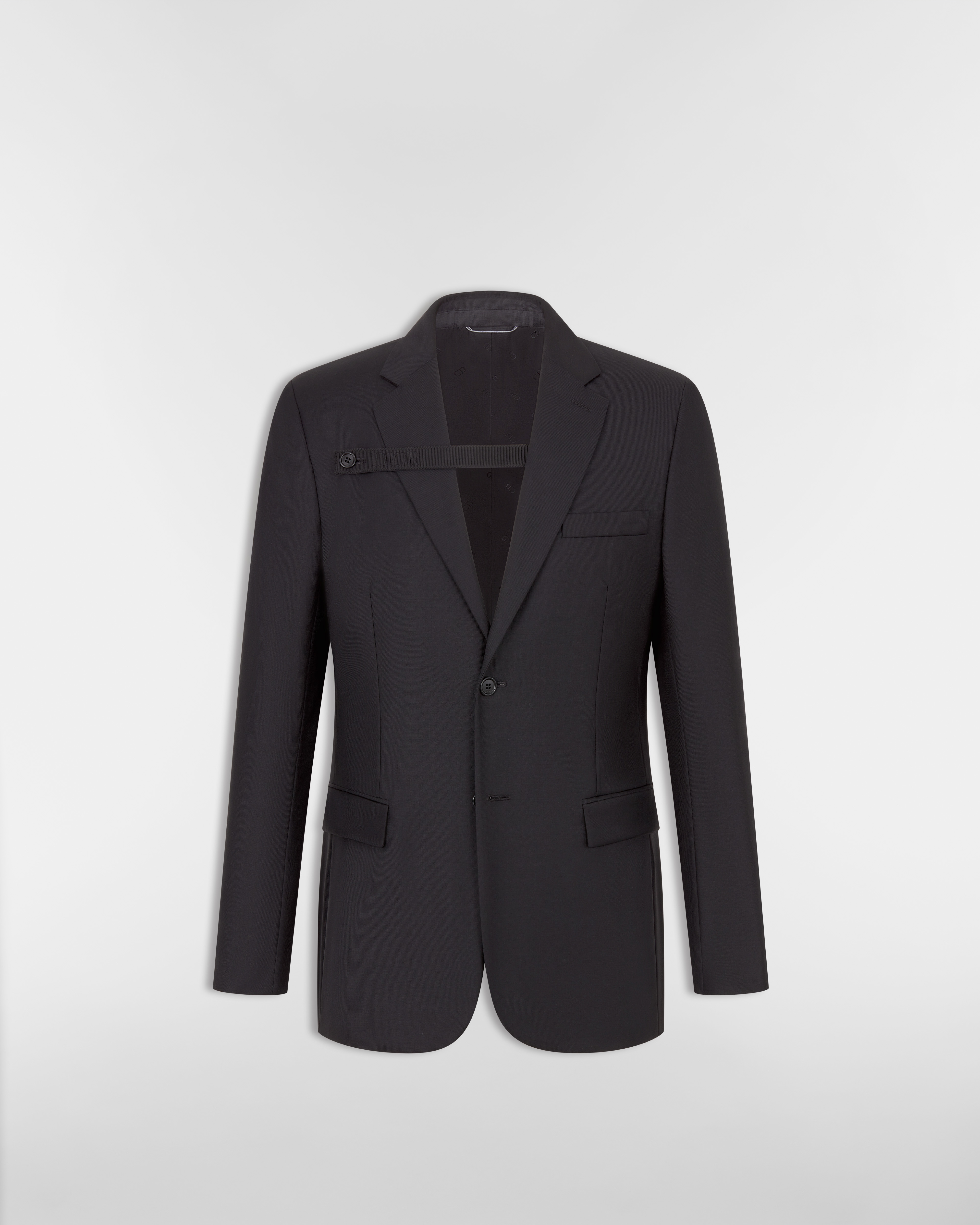 Jacket with Buttoned Strap Black Virgin Wool Twill | DIOR