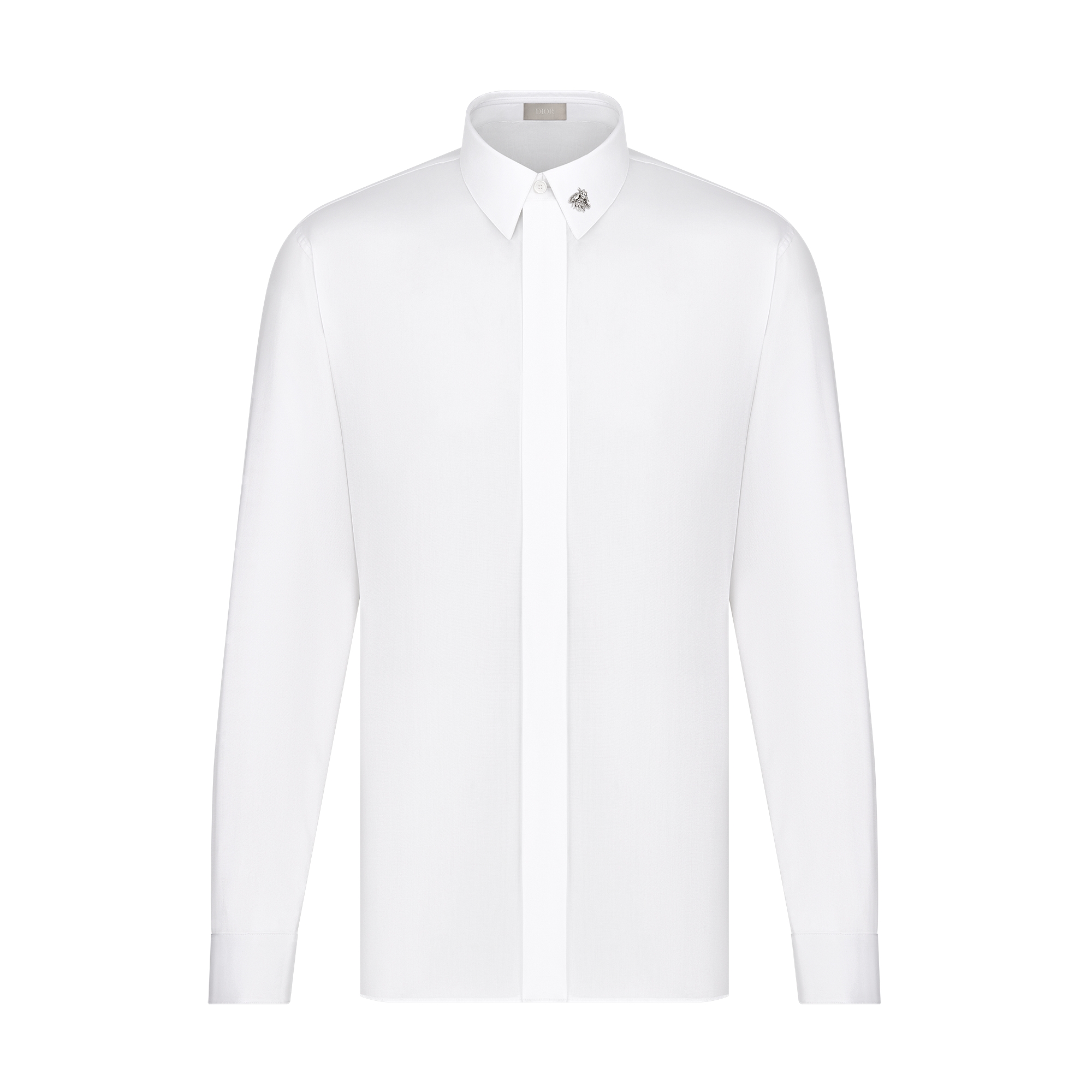 Shirt with Embroidered Bee Jewel White Cotton Poplin E01