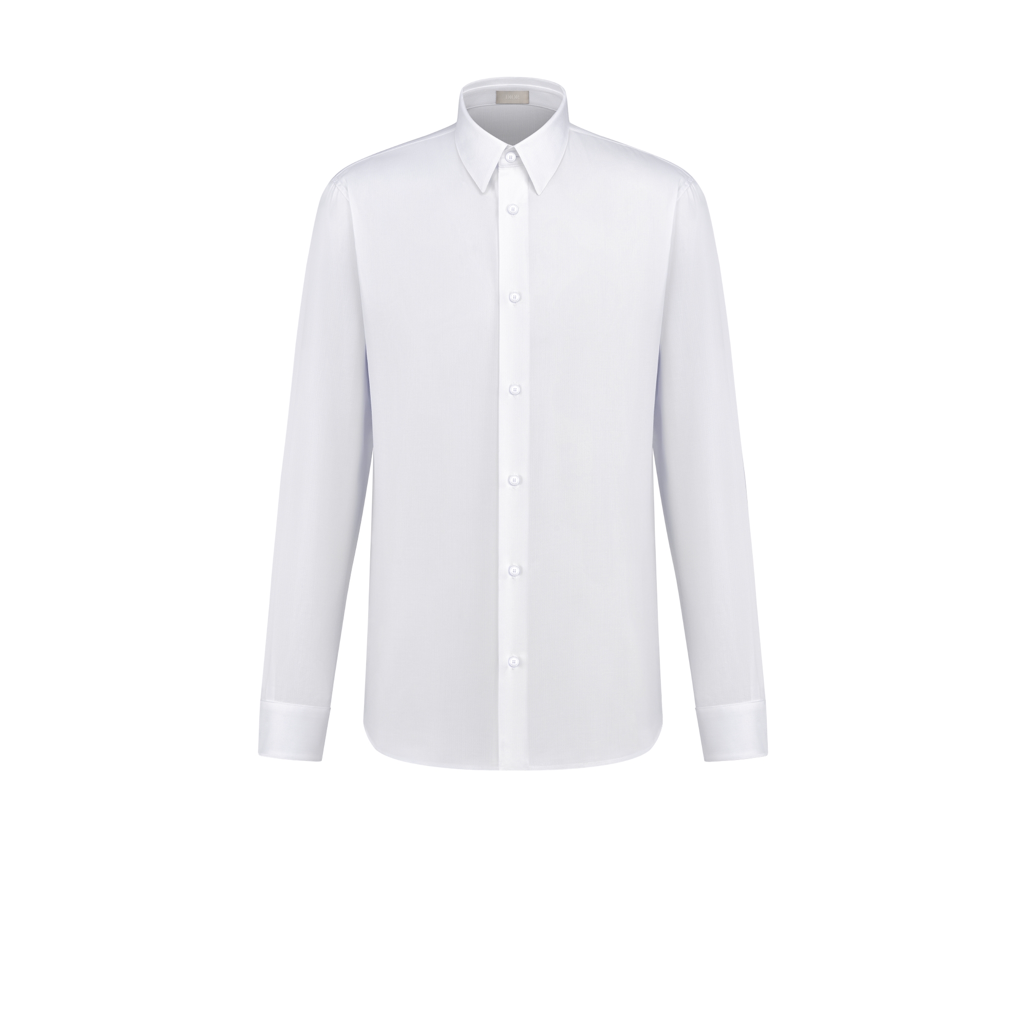 Overhemd met CD-borduursel op de mouwboord Wit katoenpoplin E01