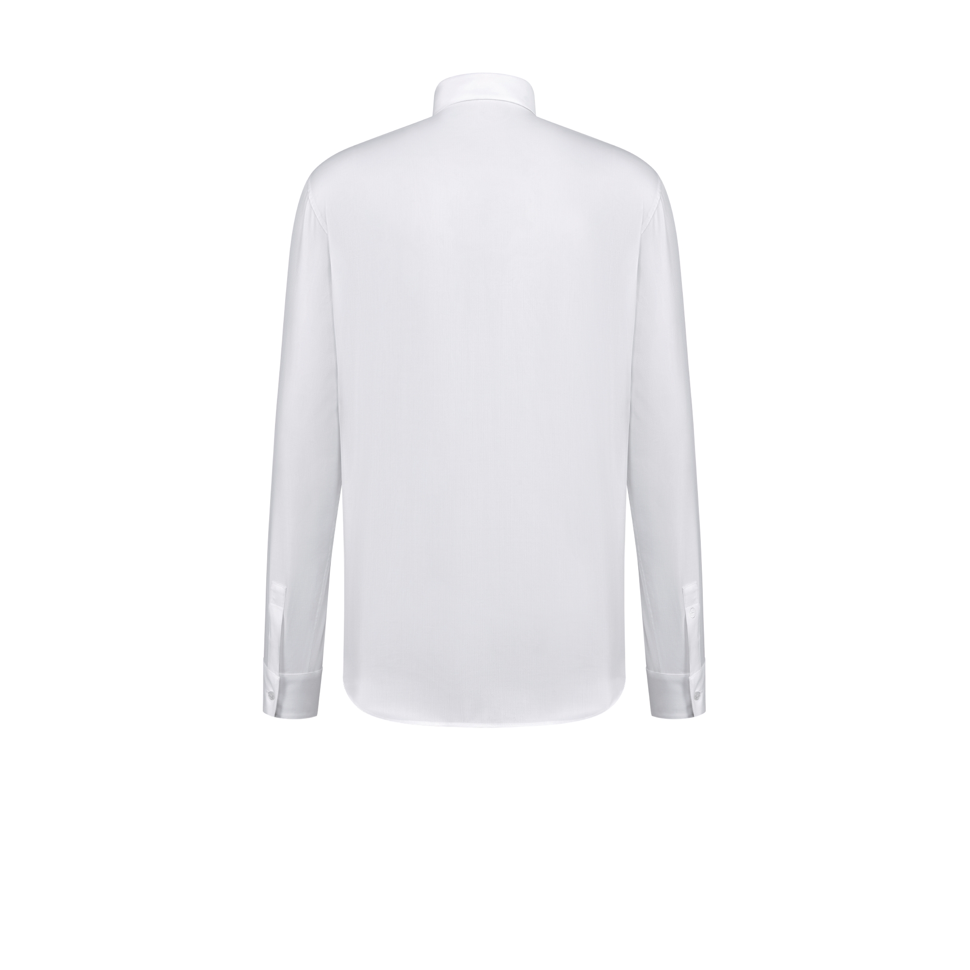 Shirt with CD-Embroidered Cuff White Cotton Poplin E08