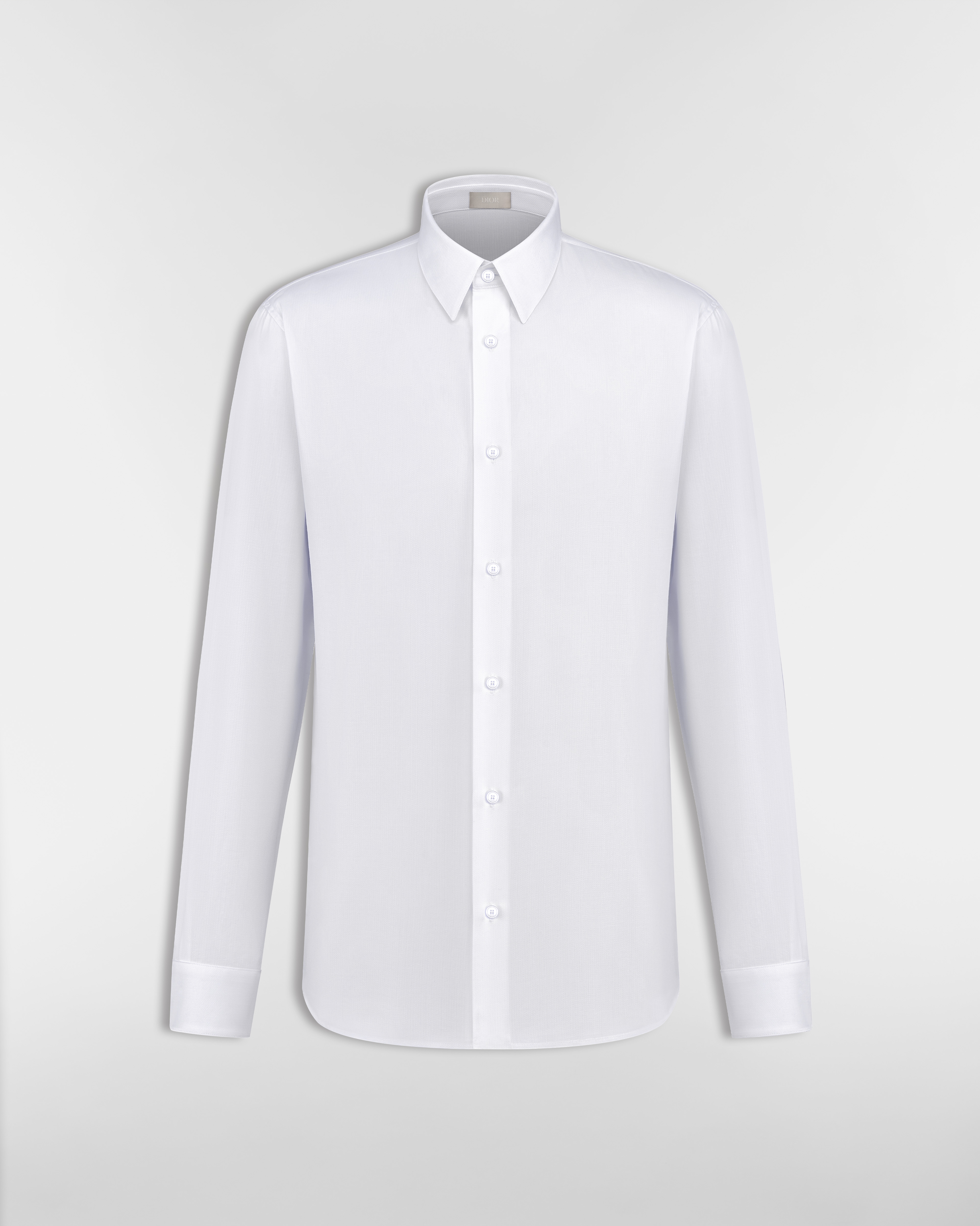Shirt with CD-Embroidered Cuff White Cotton Poplin E01