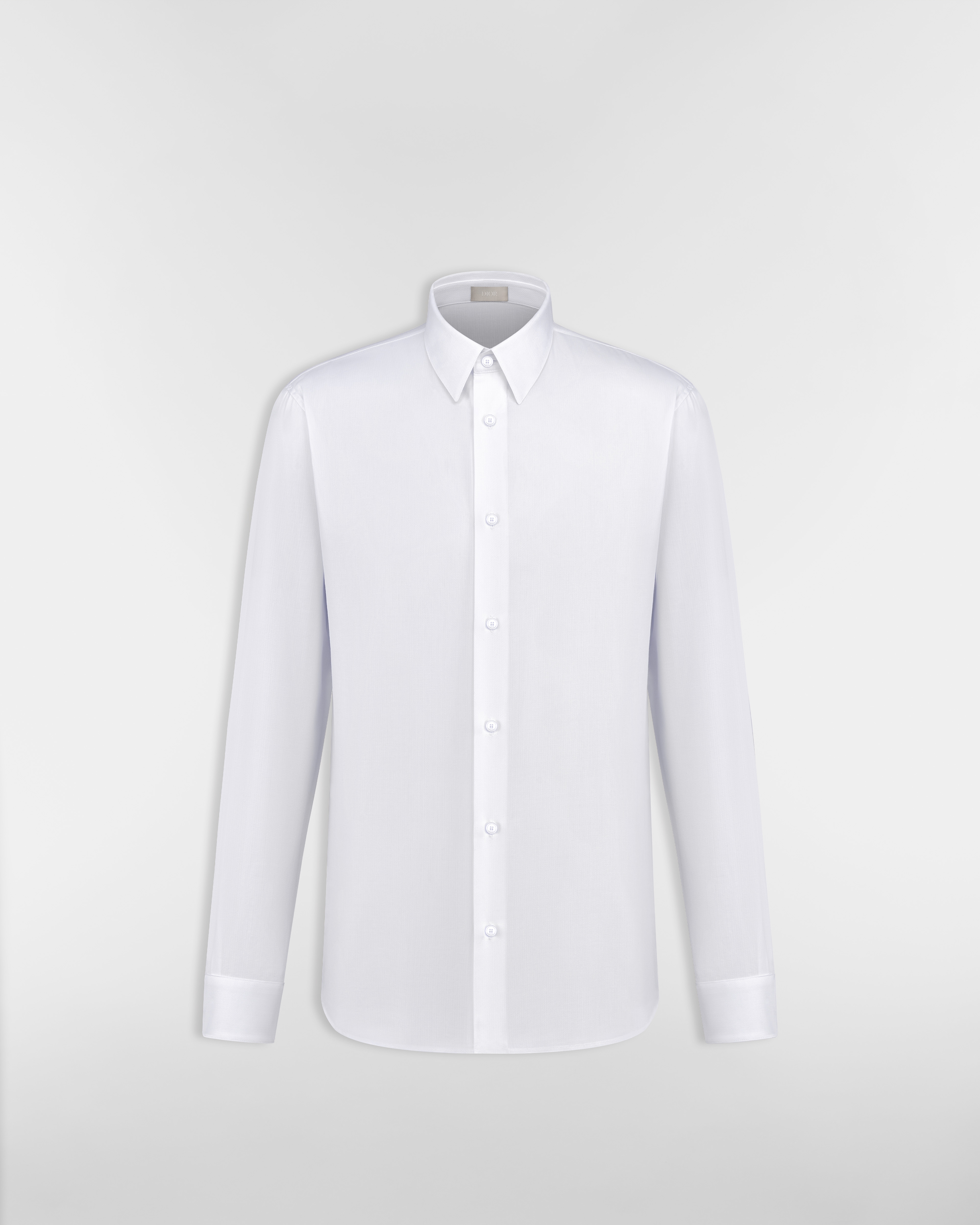 Shirt with CD-Embroidered Cuff White Cotton Poplin E01