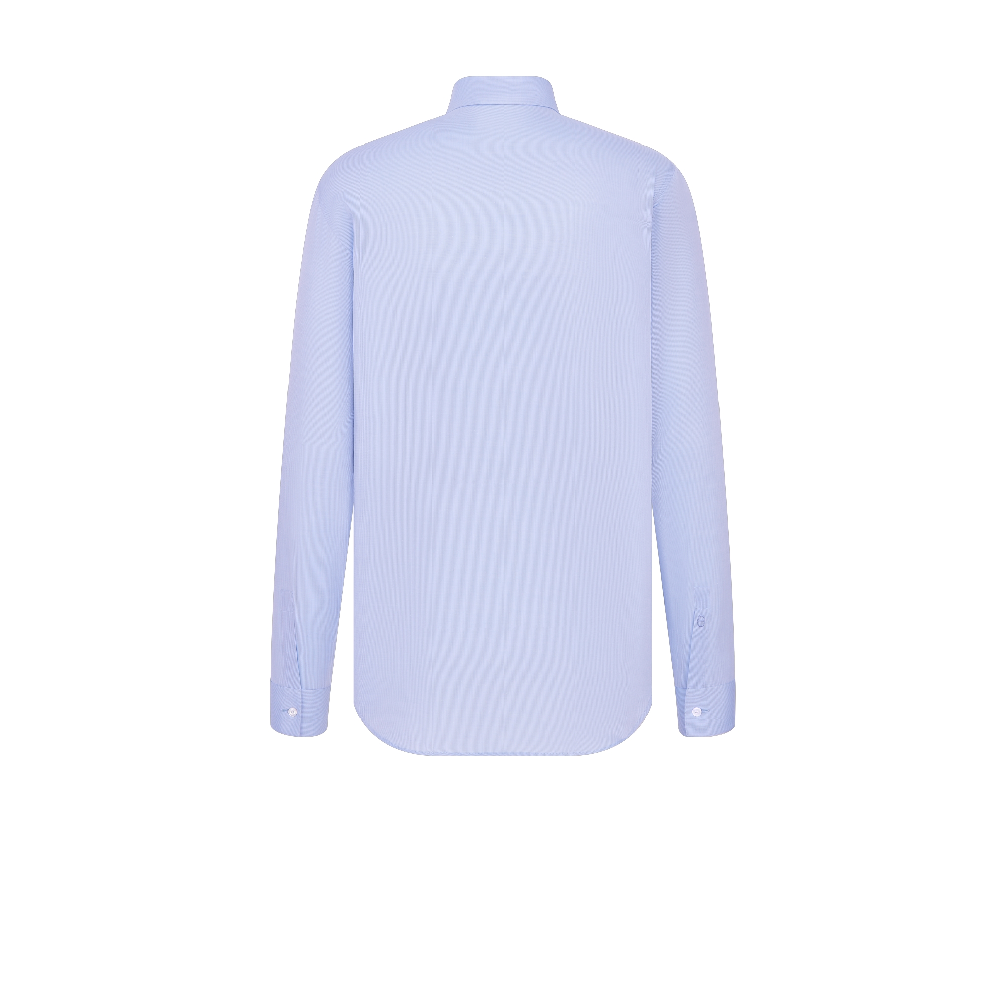 Shirt with CD Embroidered Cuff Blue Checkered Cotton Poplin E08