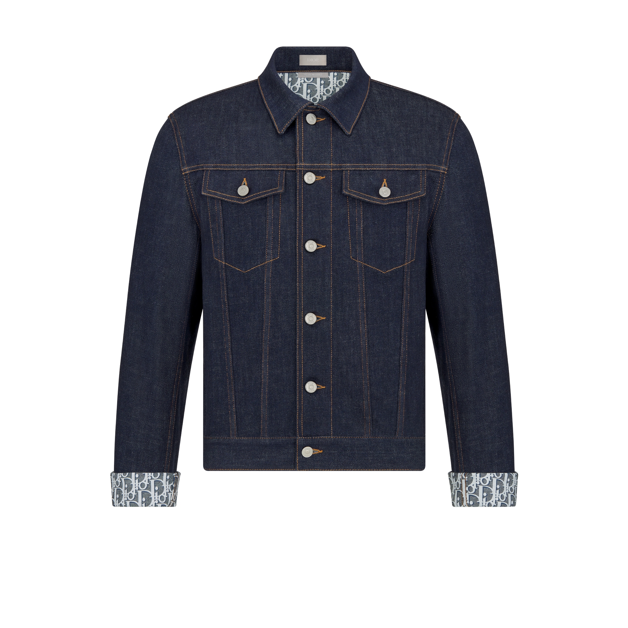 Jasje met Dior Oblique-motief Onbewerkt blauw katoendenim E10