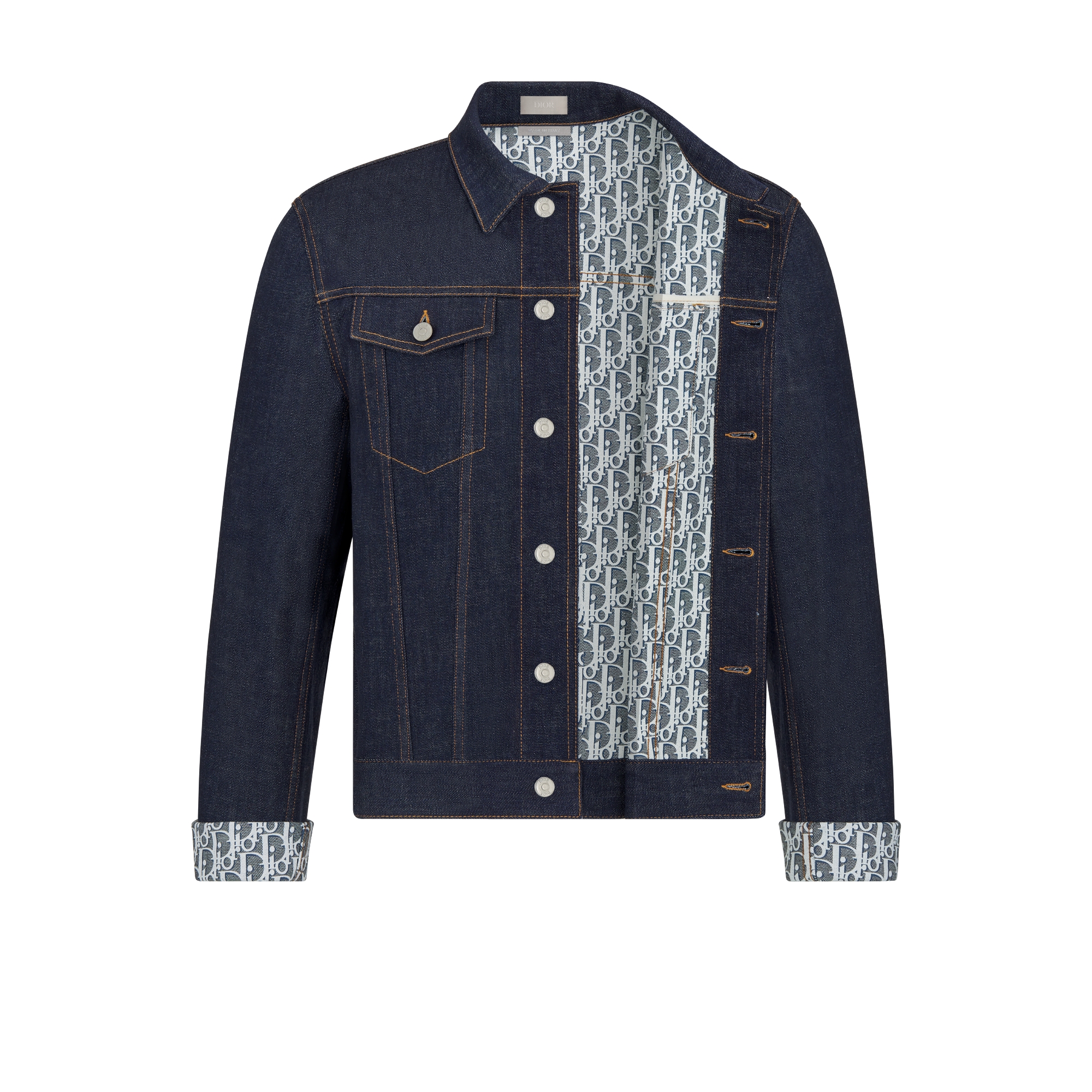 Jasje met Dior Oblique-motief Onbewerkt blauw katoendenim E12