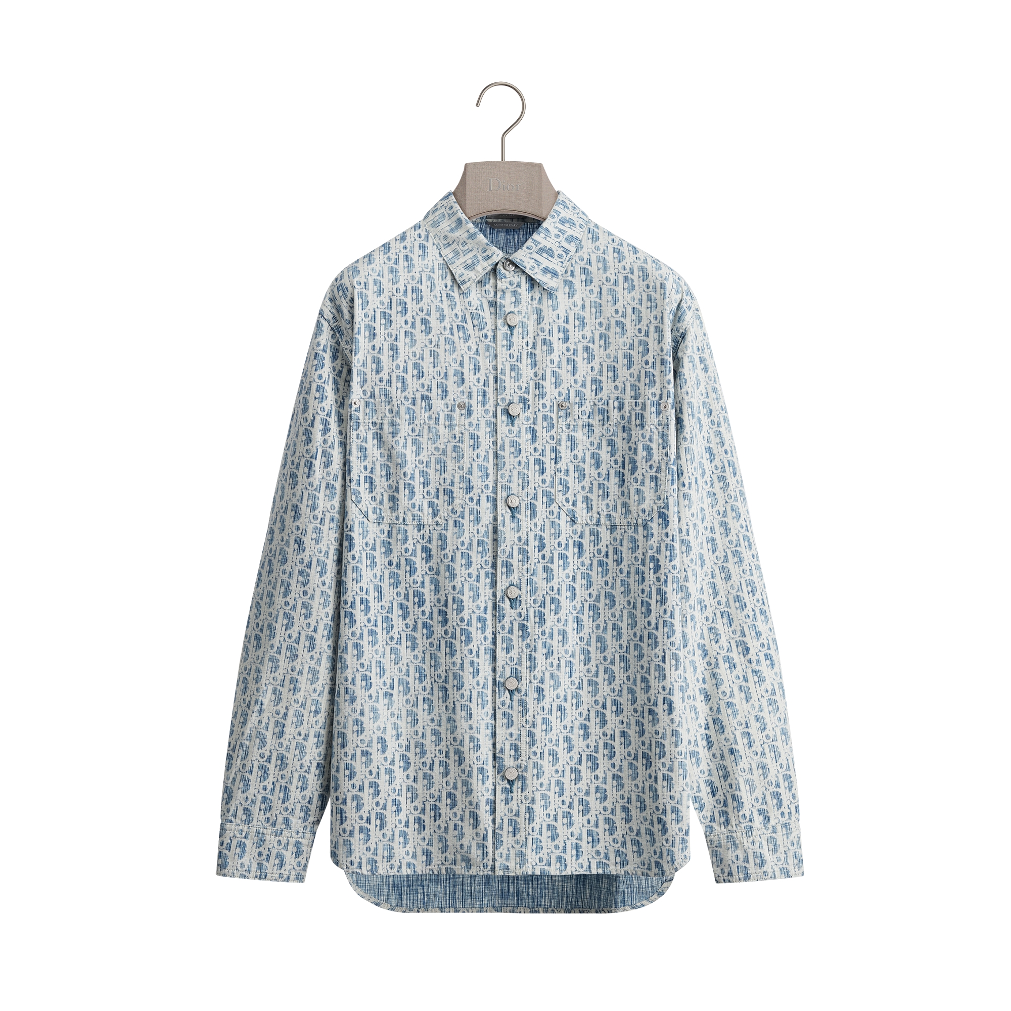 Overshirt Blue and White Dior Oblique Kasuri Cotton Denim E01