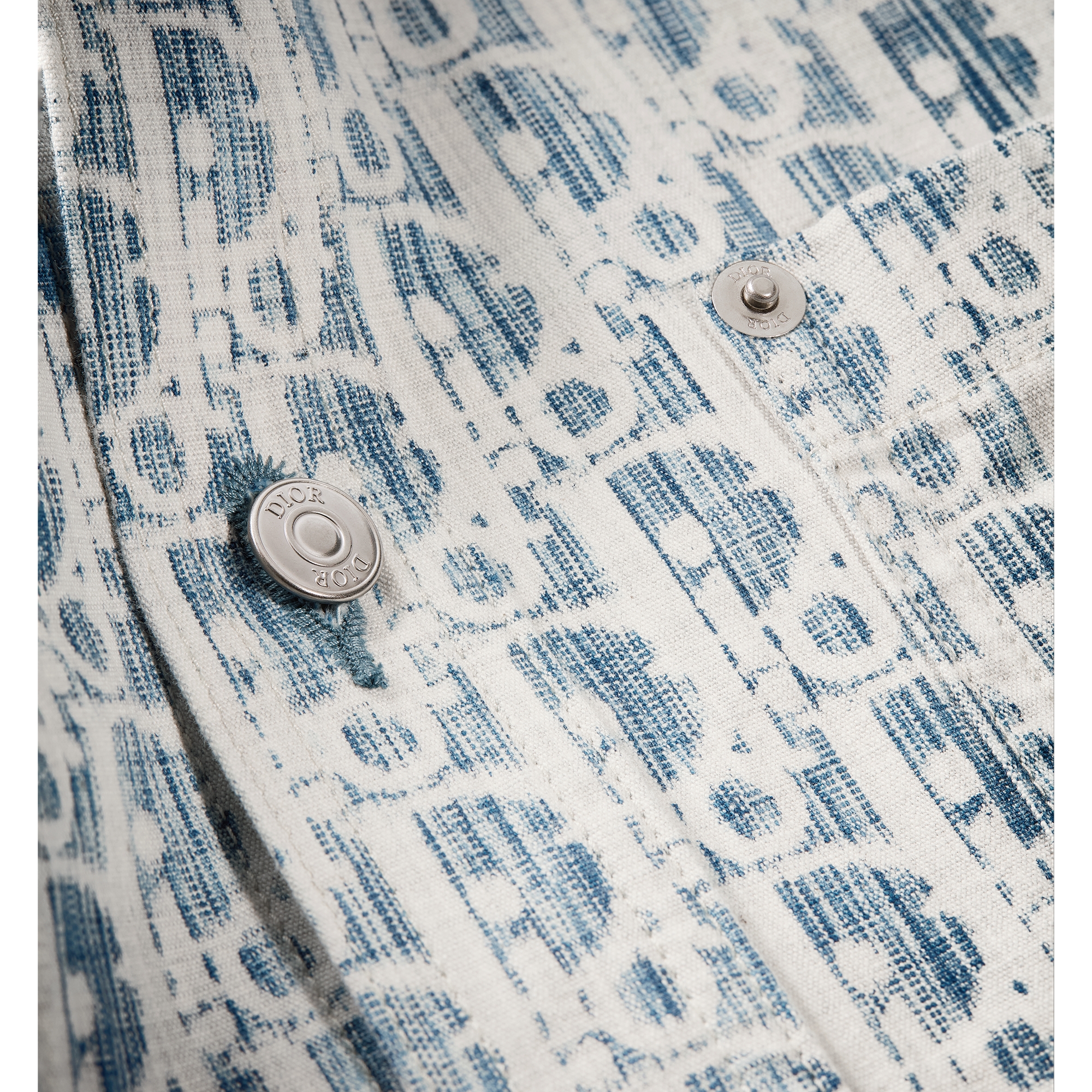 Overshirt Blue and White Dior Oblique Kasuri Cotton Denim E09