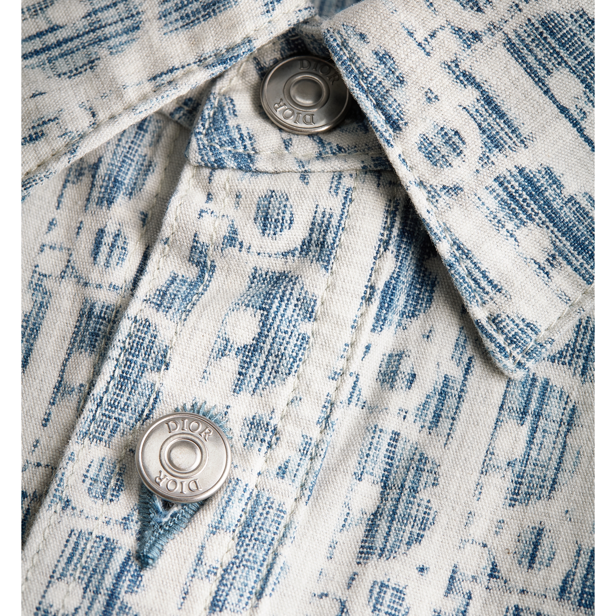 Overshirt Blue and White Dior Oblique Kasuri Cotton Denim E10