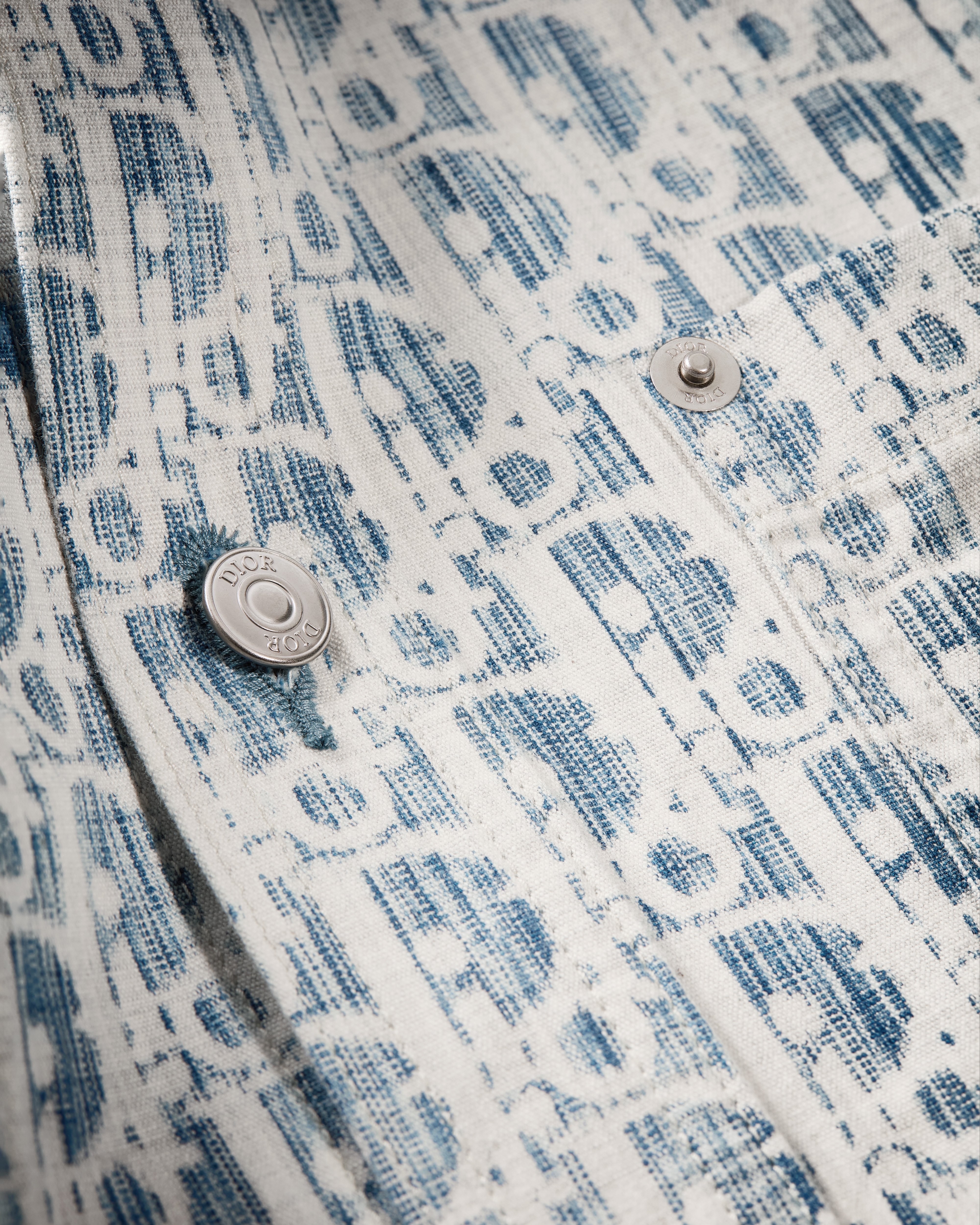 恤衫外套 藍色和白色 Dior Oblique Kasuri 全棉牛仔布 E09