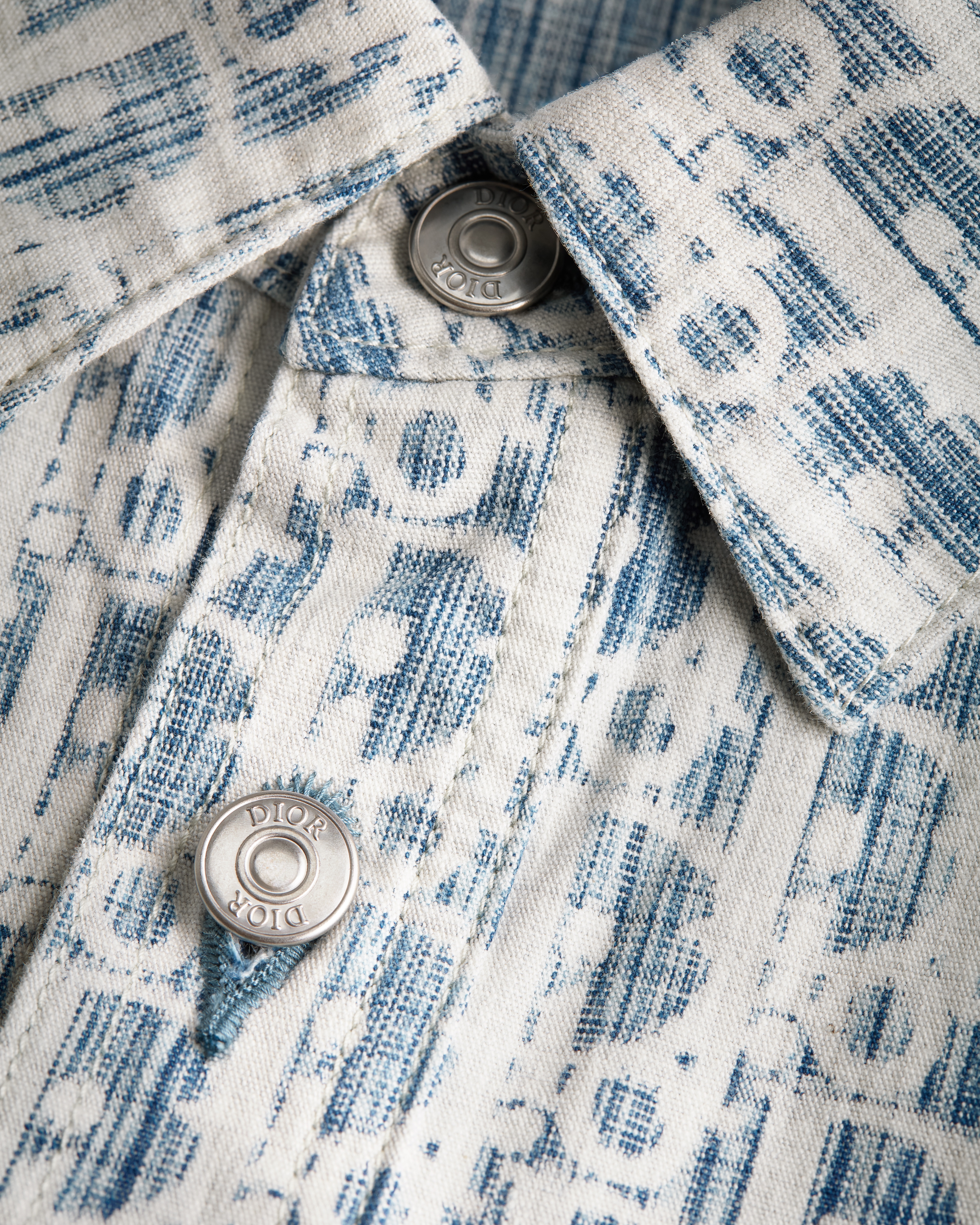 恤衫外套 藍色和白色 Dior Oblique Kasuri 全棉牛仔布 E10