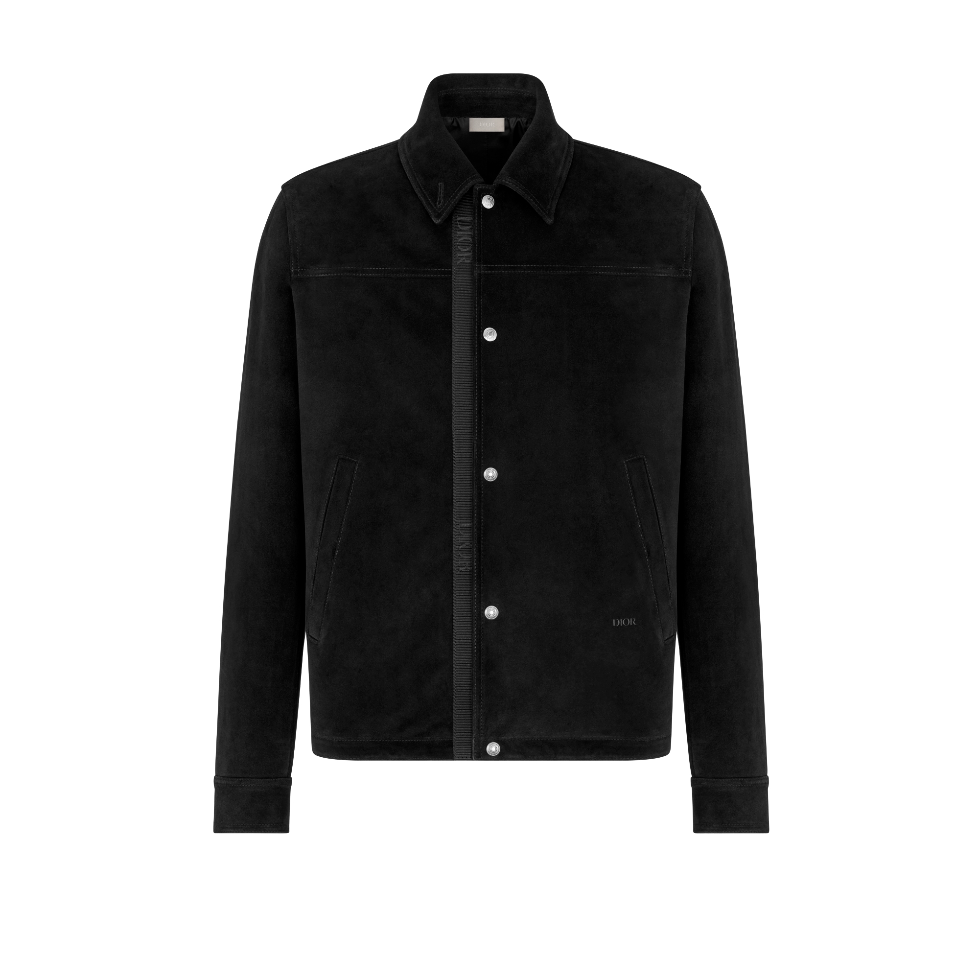 Giacca-camicia Pelle di vitello scamosciata nera E01