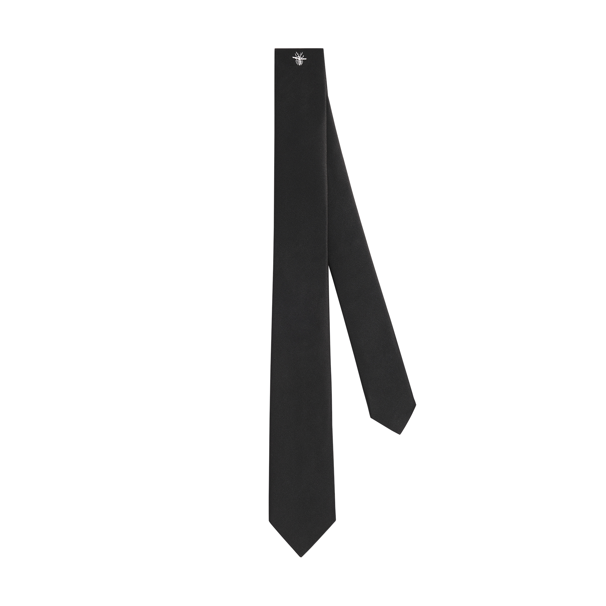 Tie with Bee Motif Black Silk E01