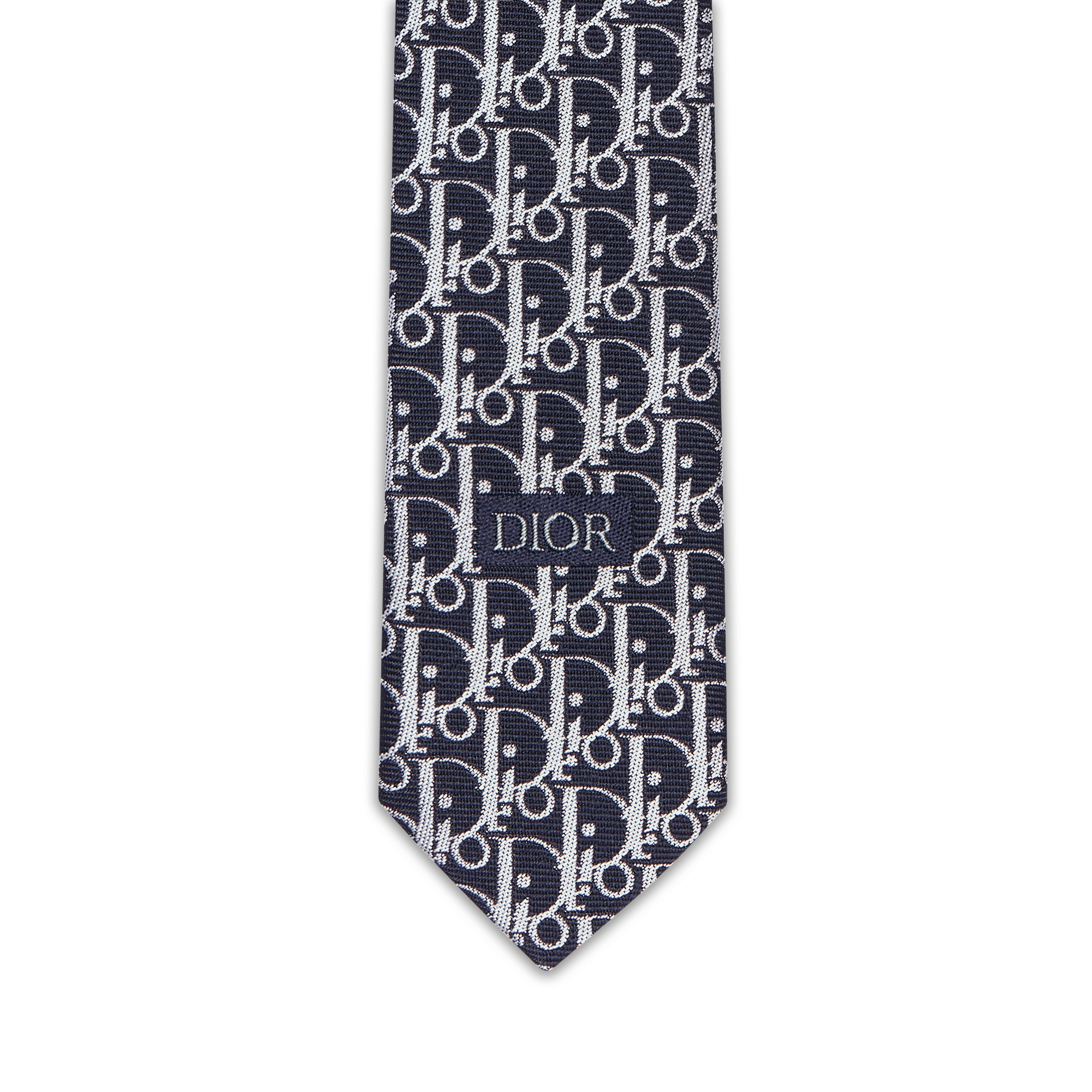 Gestreifte Dior Oblique Krawatte Seide in Marineblau, Weiß und Grau E09