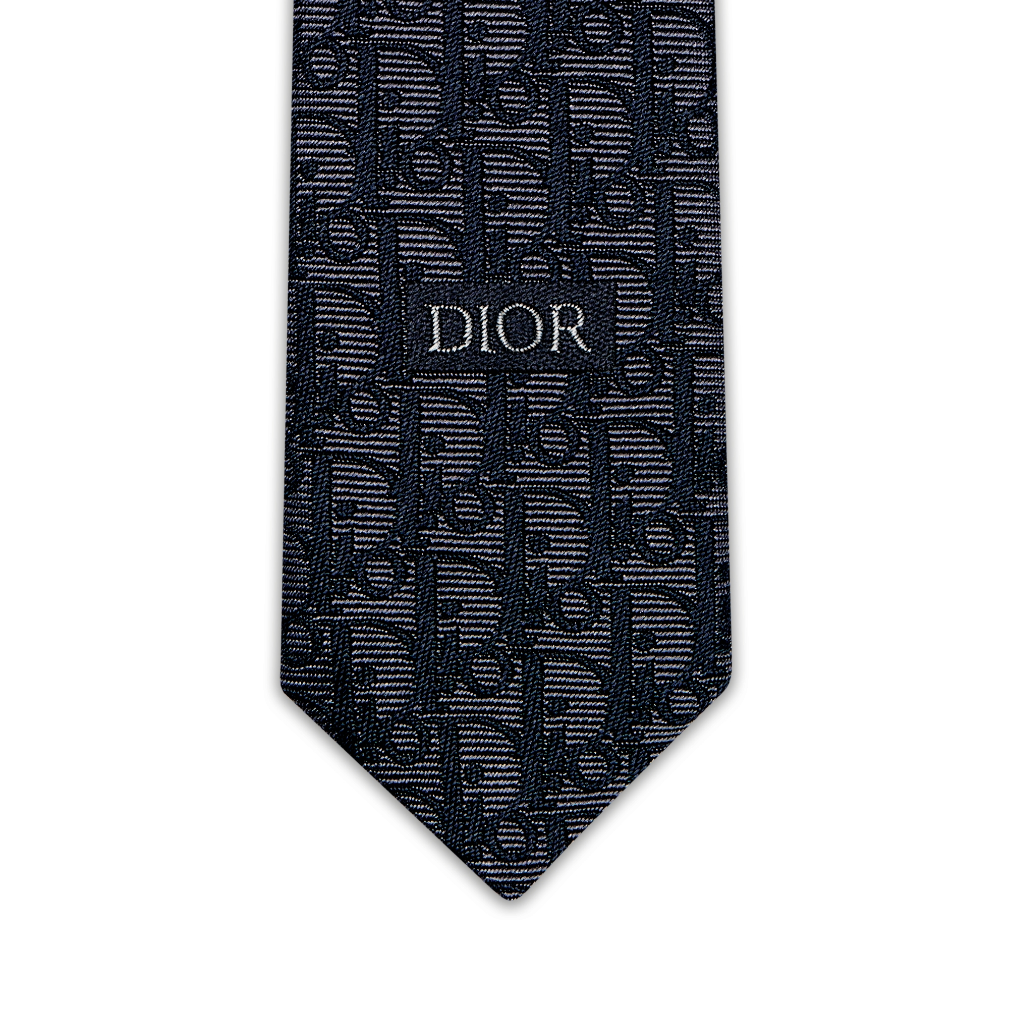 Gestreifte Dior Oblique Krawatte Seide in Grau und Weiß E09