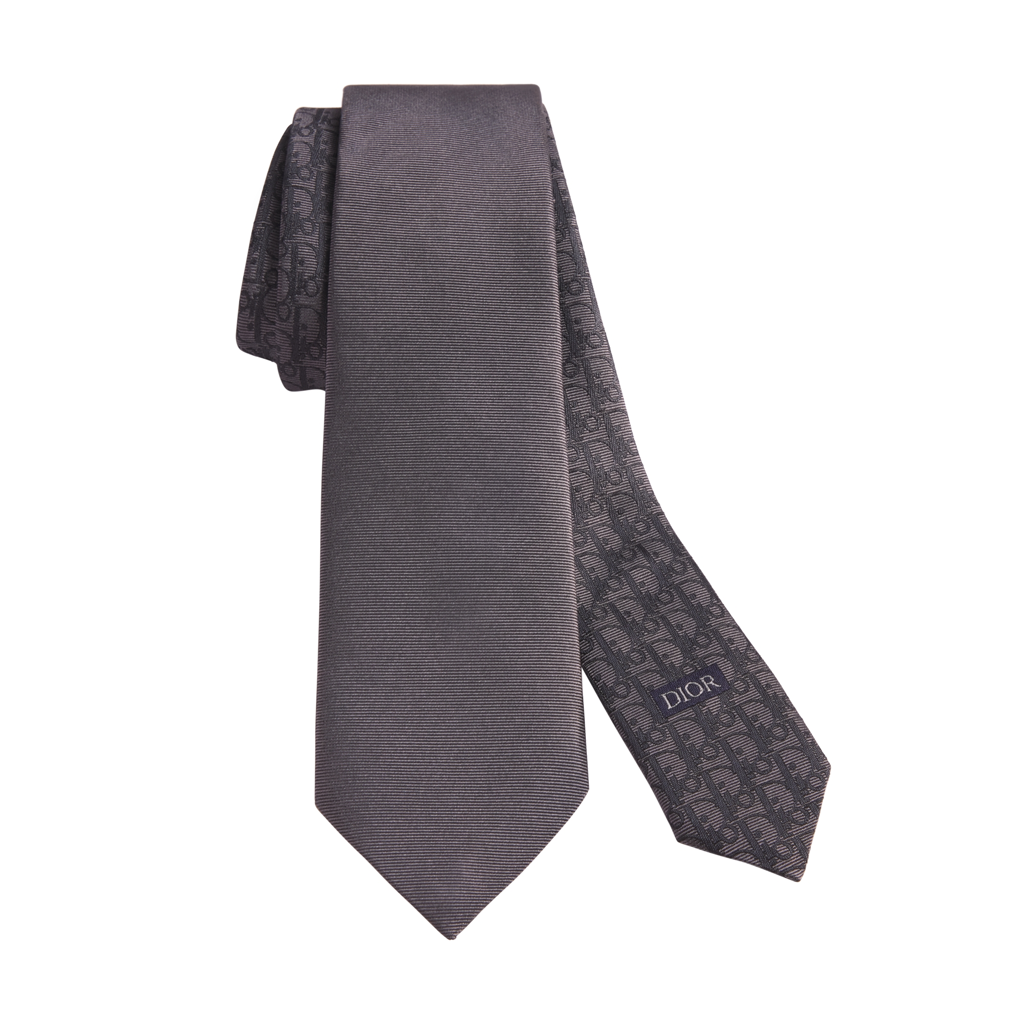 Striped Dior Oblique Tie Gray and White Silk E10