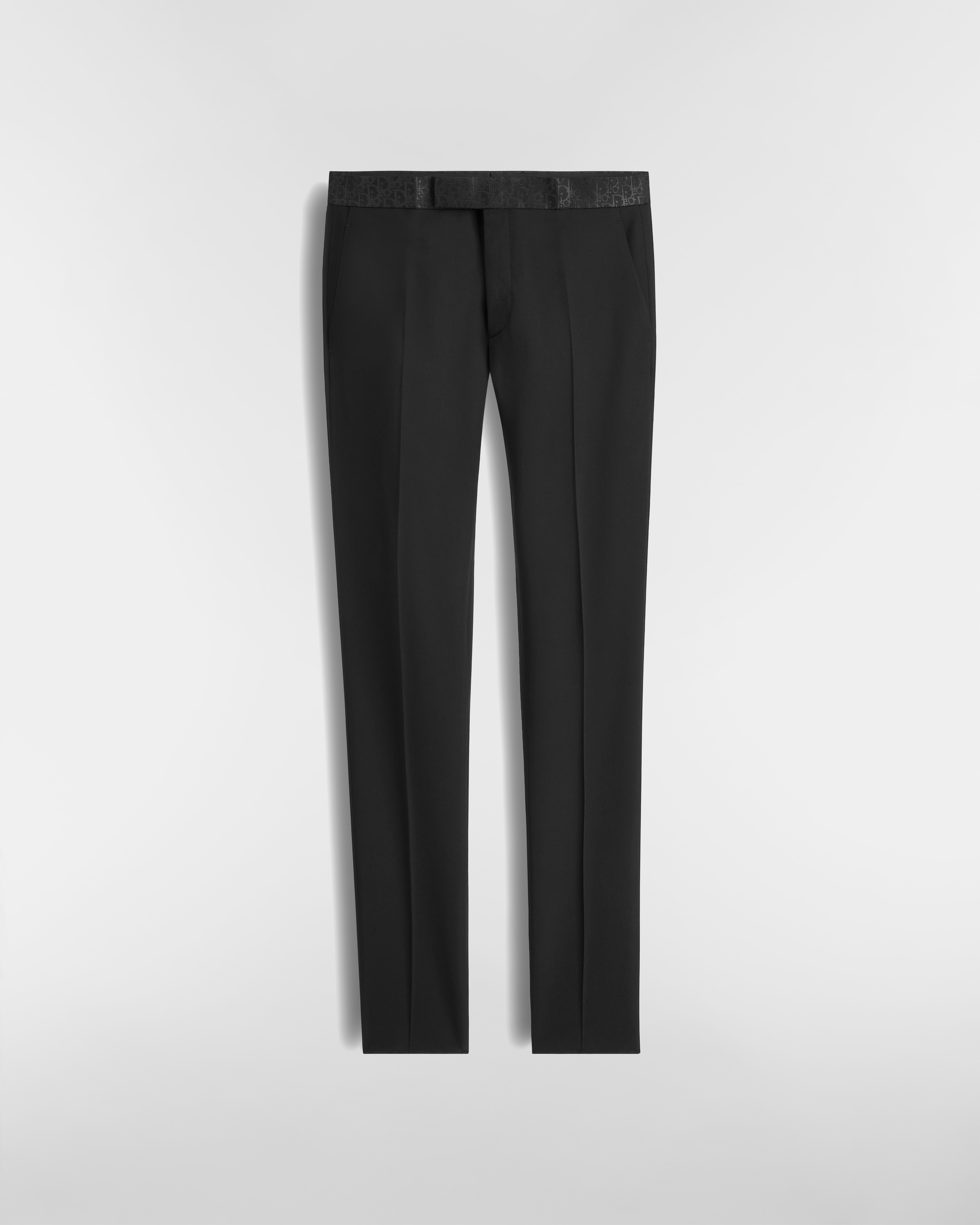 Pantalon à ceinture Dior Oblique Sergé de laine vierge noire E01