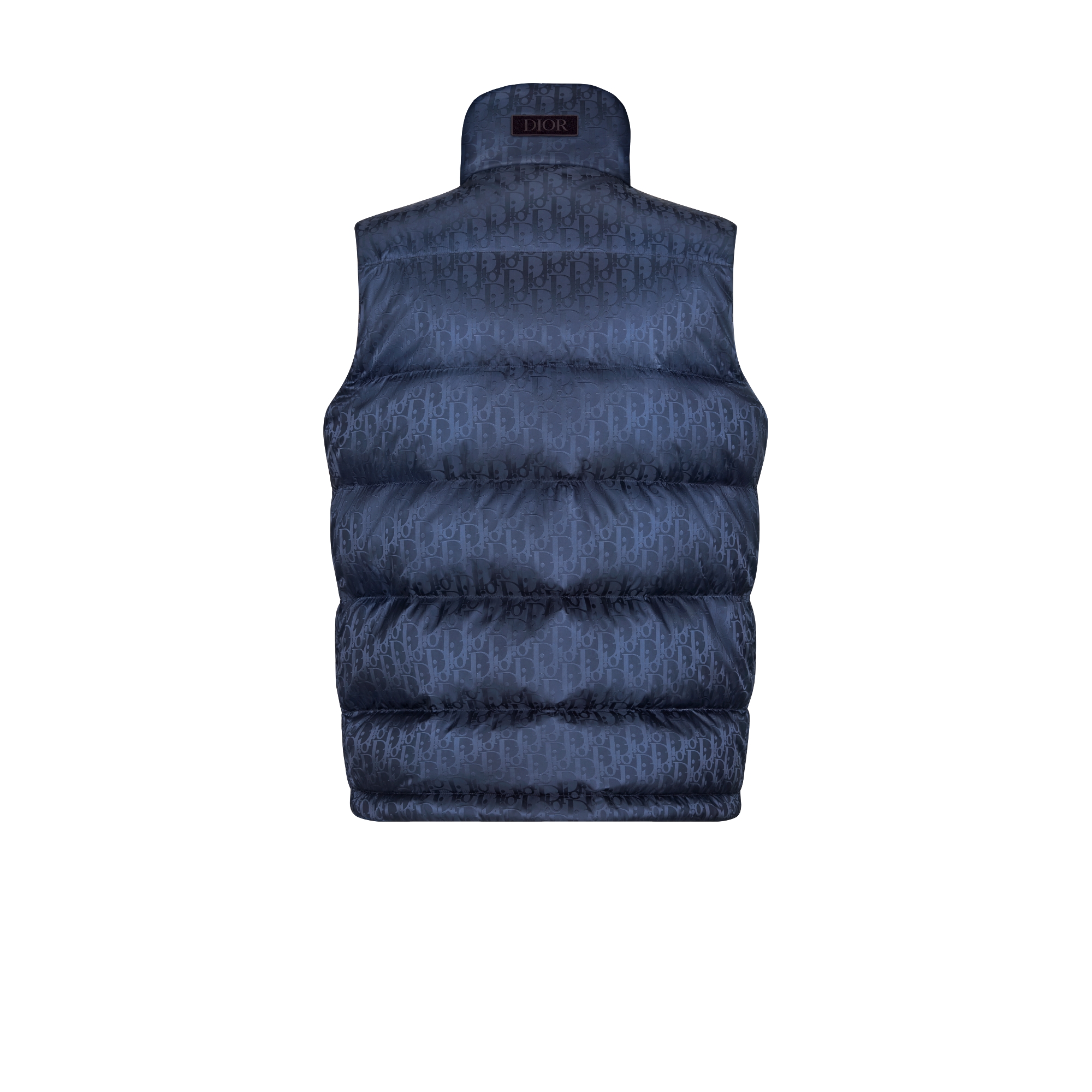 Dior Oblique Down Vest Navy Blue Technical Jacquard E08
