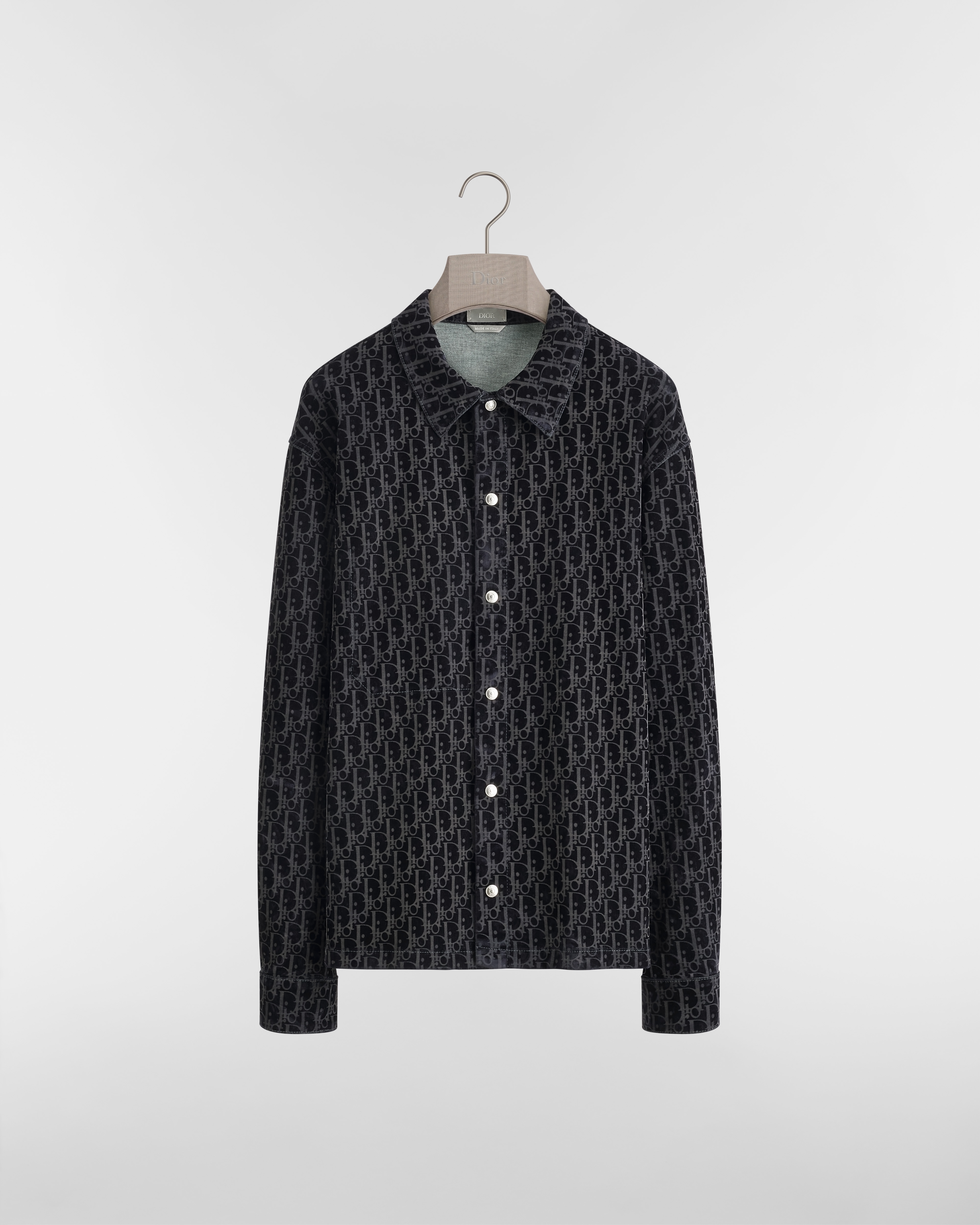 Giacca-camicia Dior Oblique Twill di misto cotone blu E01