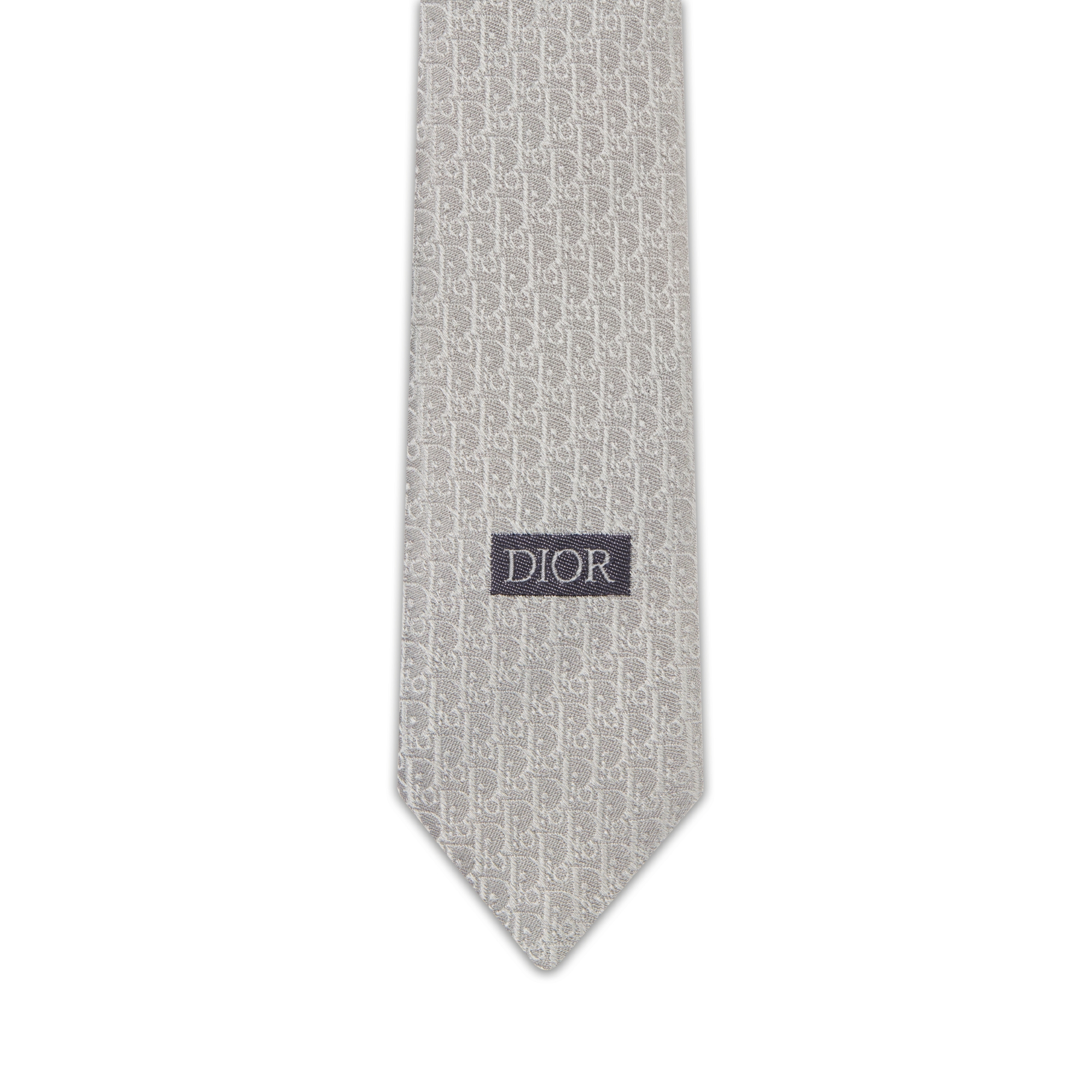 Dior Oblique 넥타이 라이트 그레이 실크 E09
