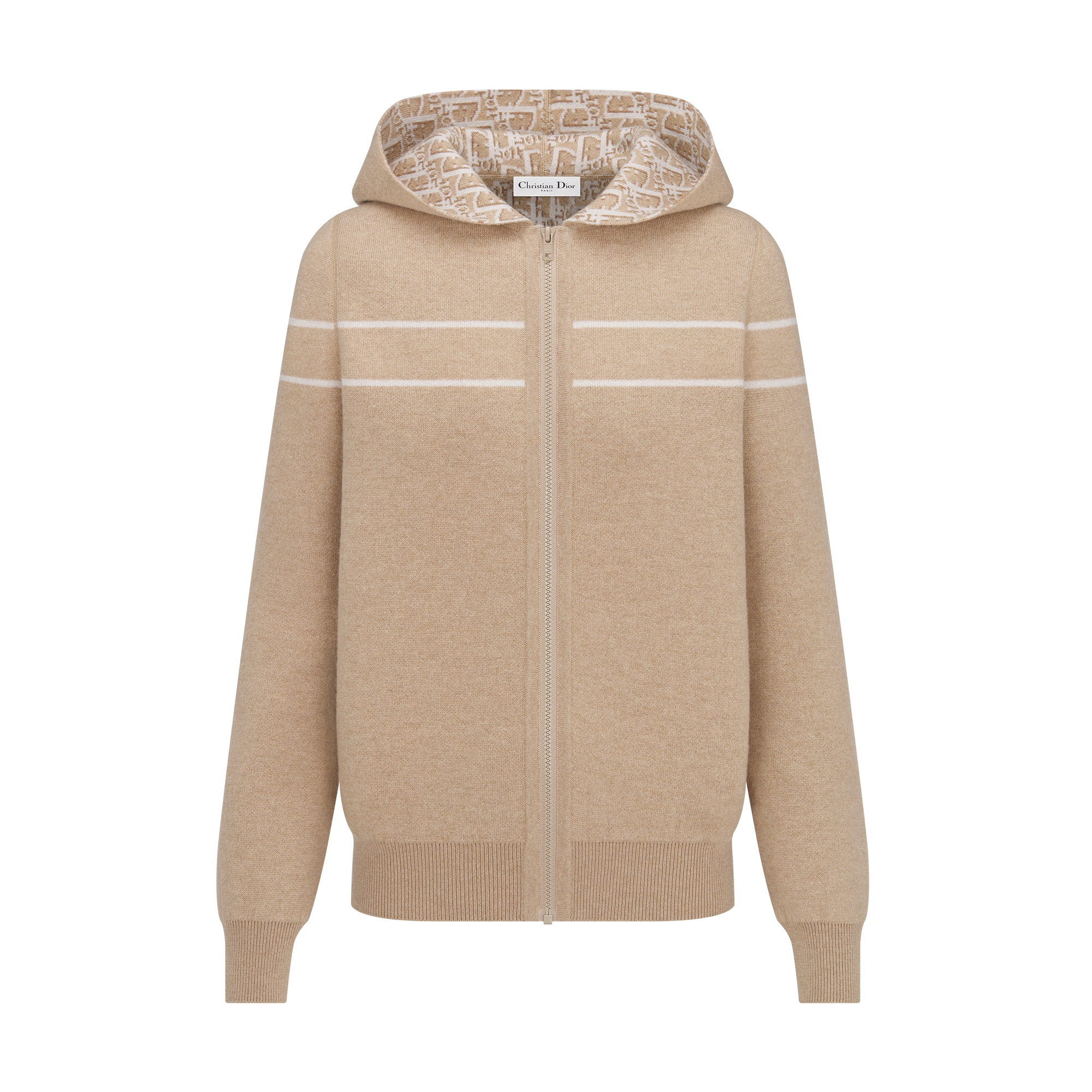  Maglia di misto cachemire beige con motivo Dior Oblique