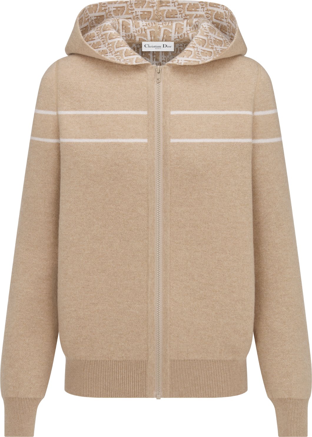 最愛 Reversible Zipped Cardigan with Hood Beige Cashmere-Blend トップス