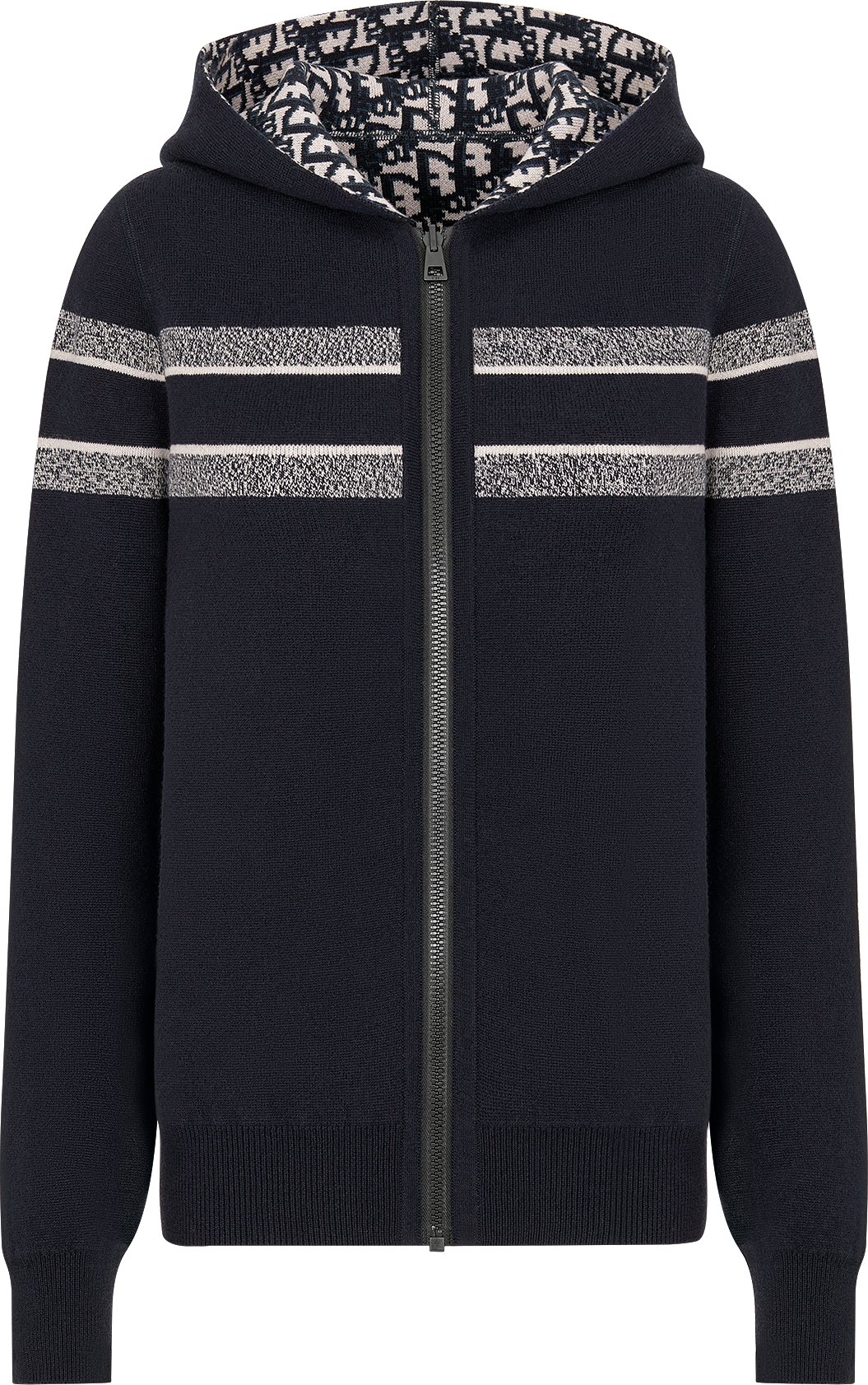 Reversible Zipped Cardigan with Hood Front view Front view
