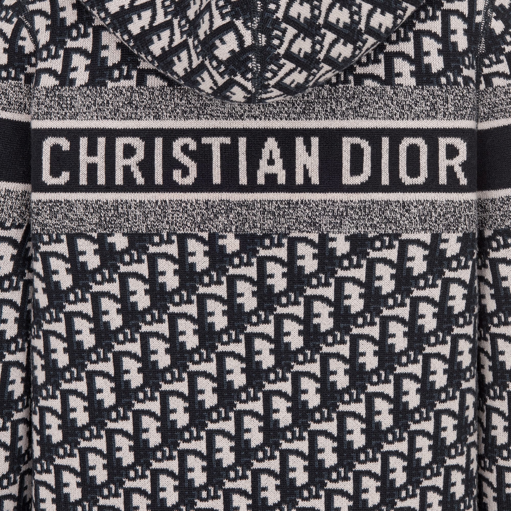 Cardigã reversível com zíper e capuz Malha com mescla de cashmere azul com motivo Dior Oblique E13