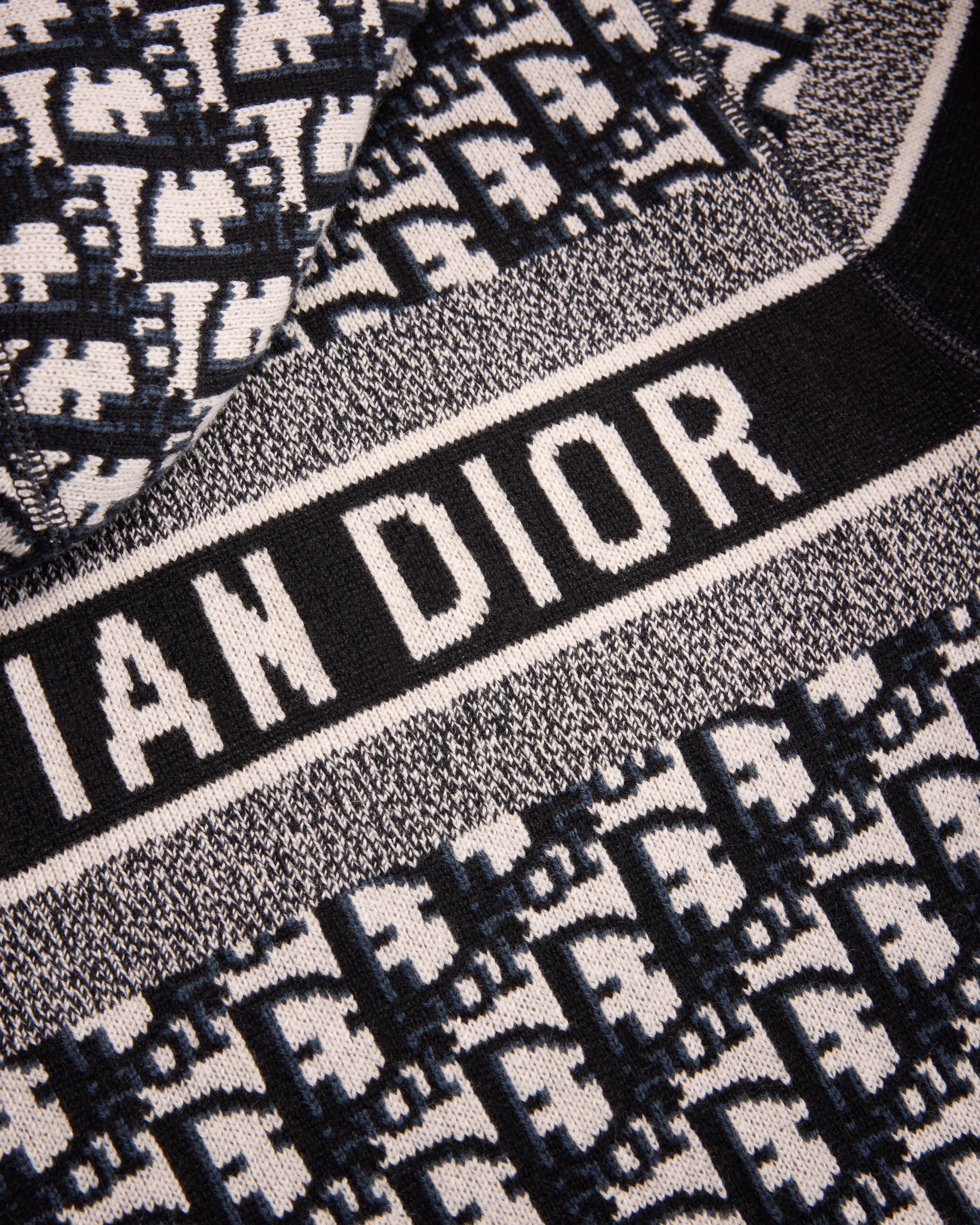 雙面拉鍊連帽開襟衫 藍色喀什米爾混紡針織搭配 Dior Oblique 圖案 E10