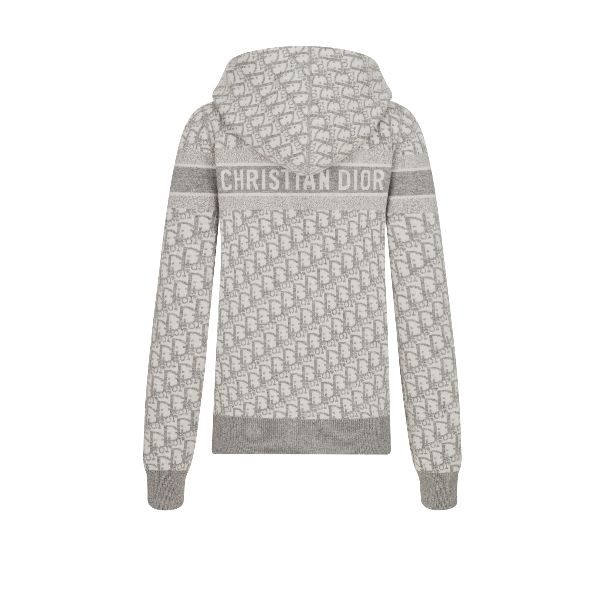 Wendbarer Cardigan mit Reißverschluss und Kapuze Strick aus Kaschmirmischung in Grau mit Dior Oblique Motiv E11