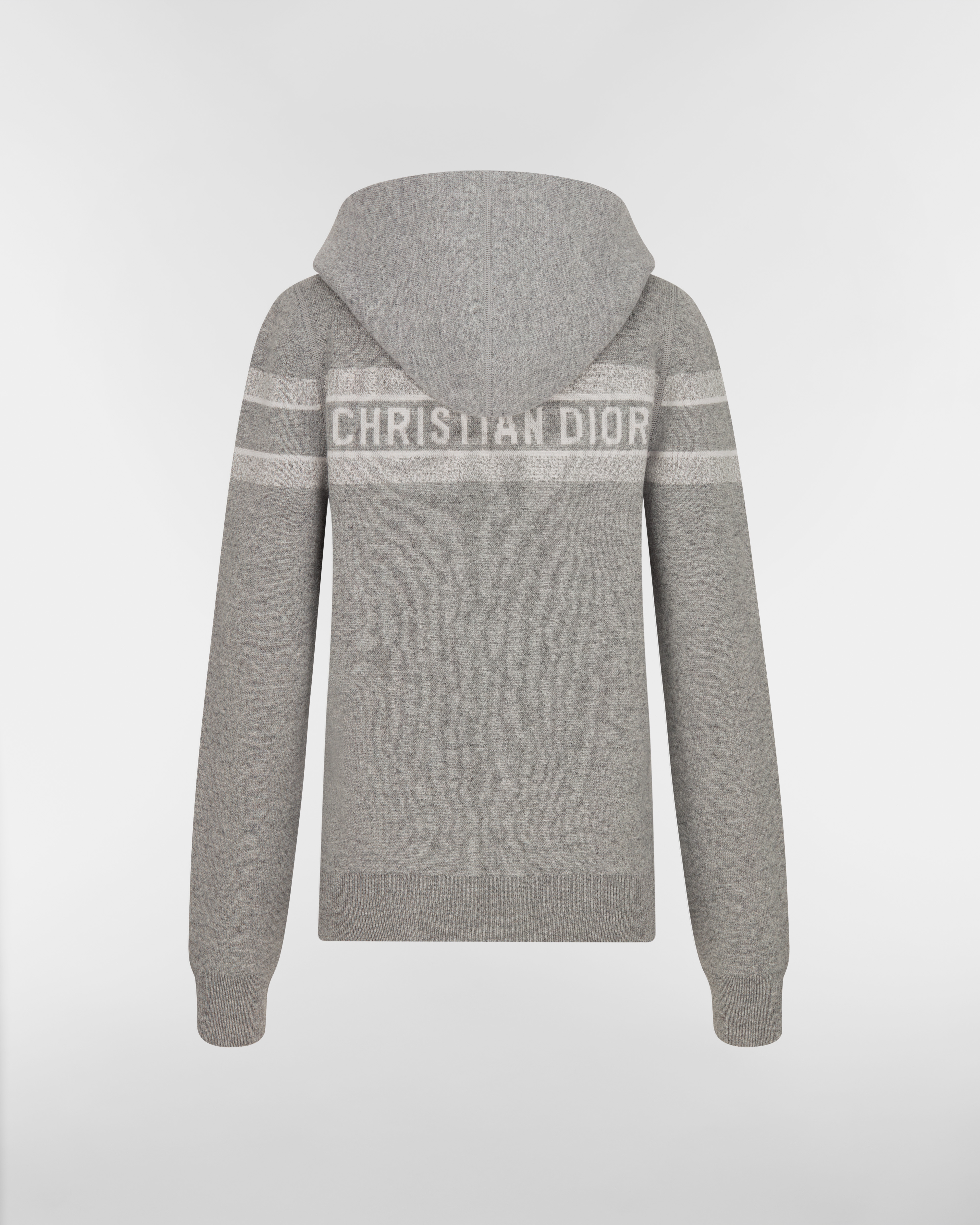 Wendbarer Cardigan mit Reißverschluss und Kapuze Strick aus Kaschmirmischung in Grau mit Dior Oblique Motiv E08