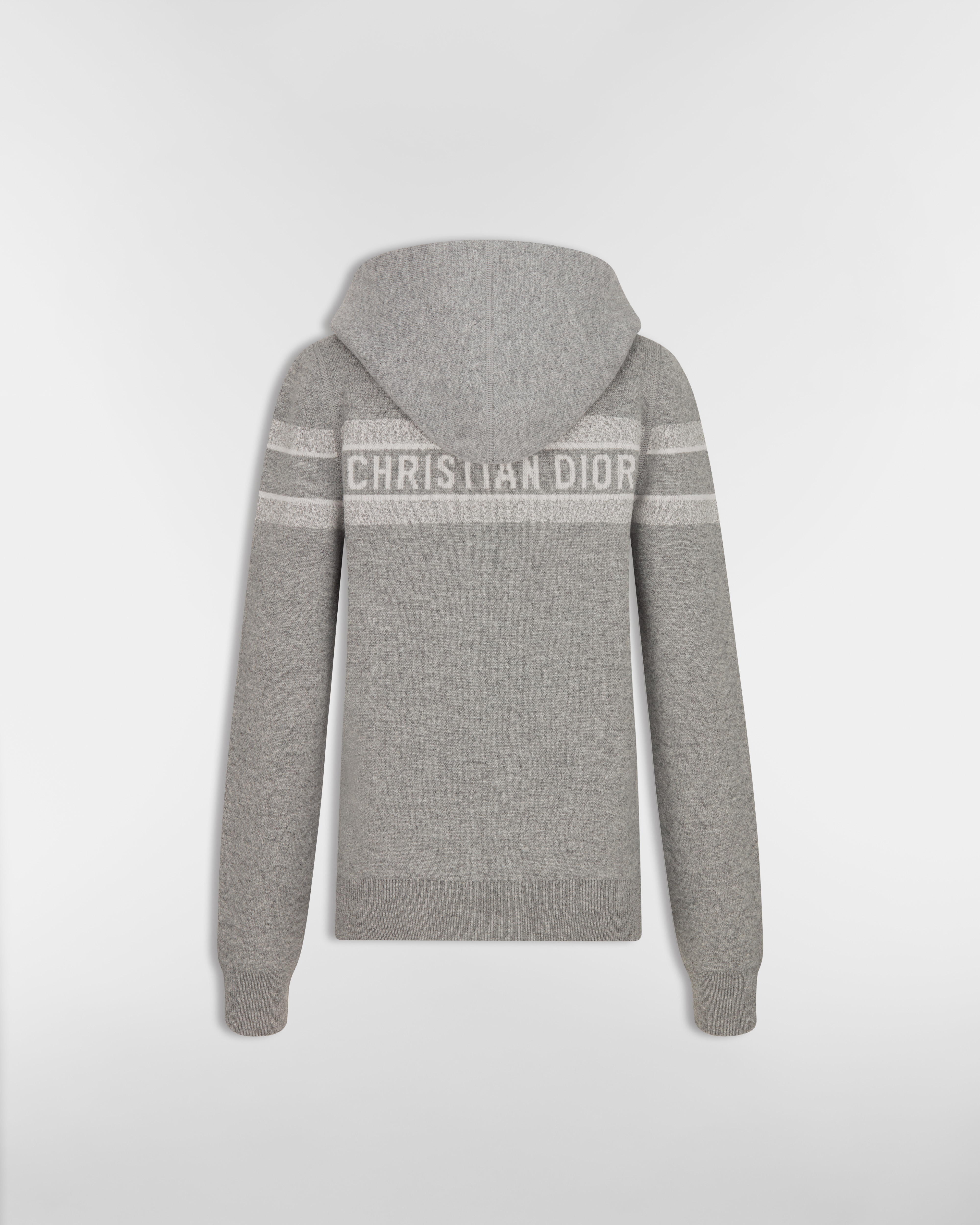 리버서블 후드 지퍼 가디건 그레이 Dior Oblique 모티브 캐시미어 블렌드 니트 E08