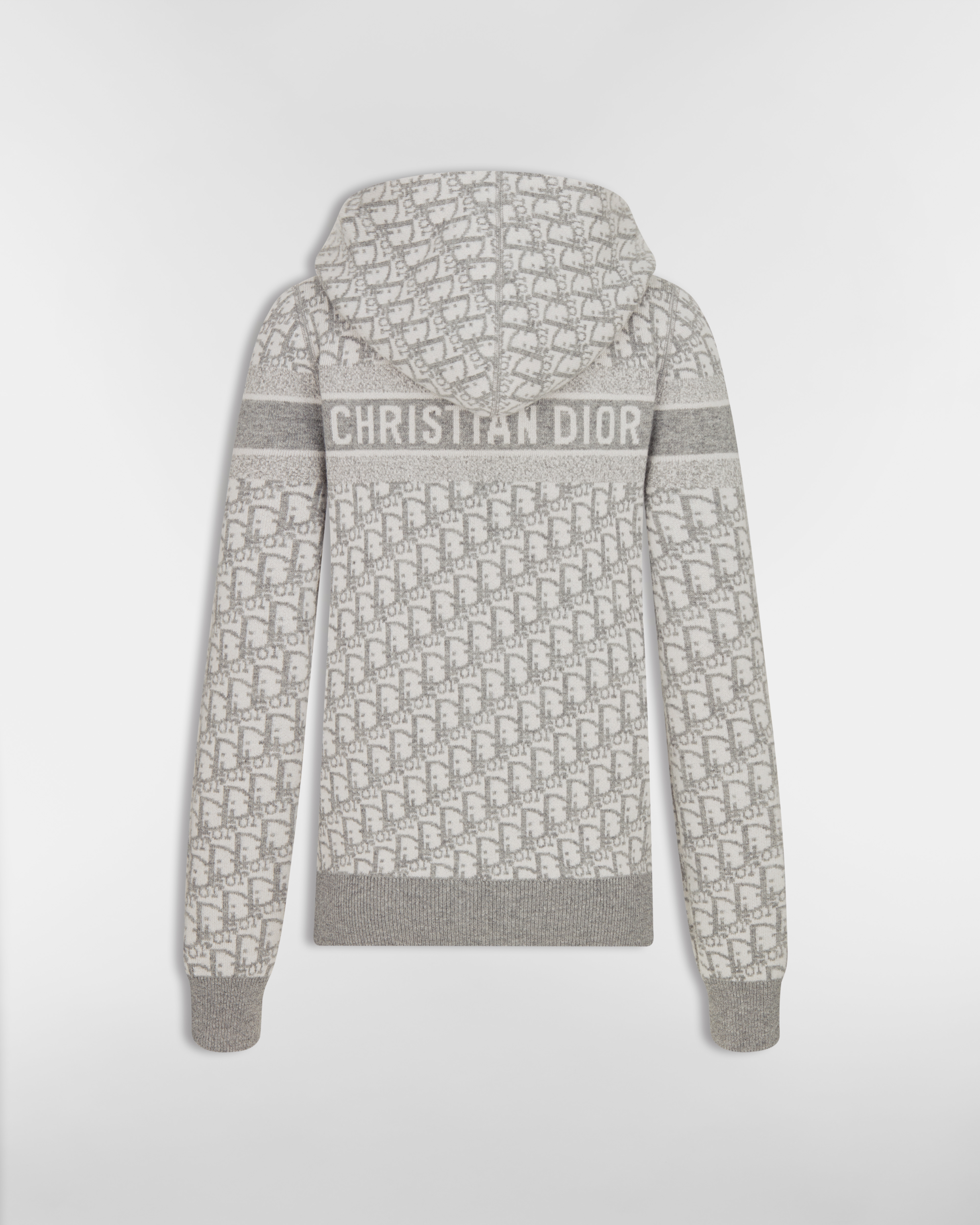 Wendbarer Cardigan mit Reißverschluss und Kapuze Strick aus Kaschmirmischung in Grau mit Dior Oblique Motiv E11