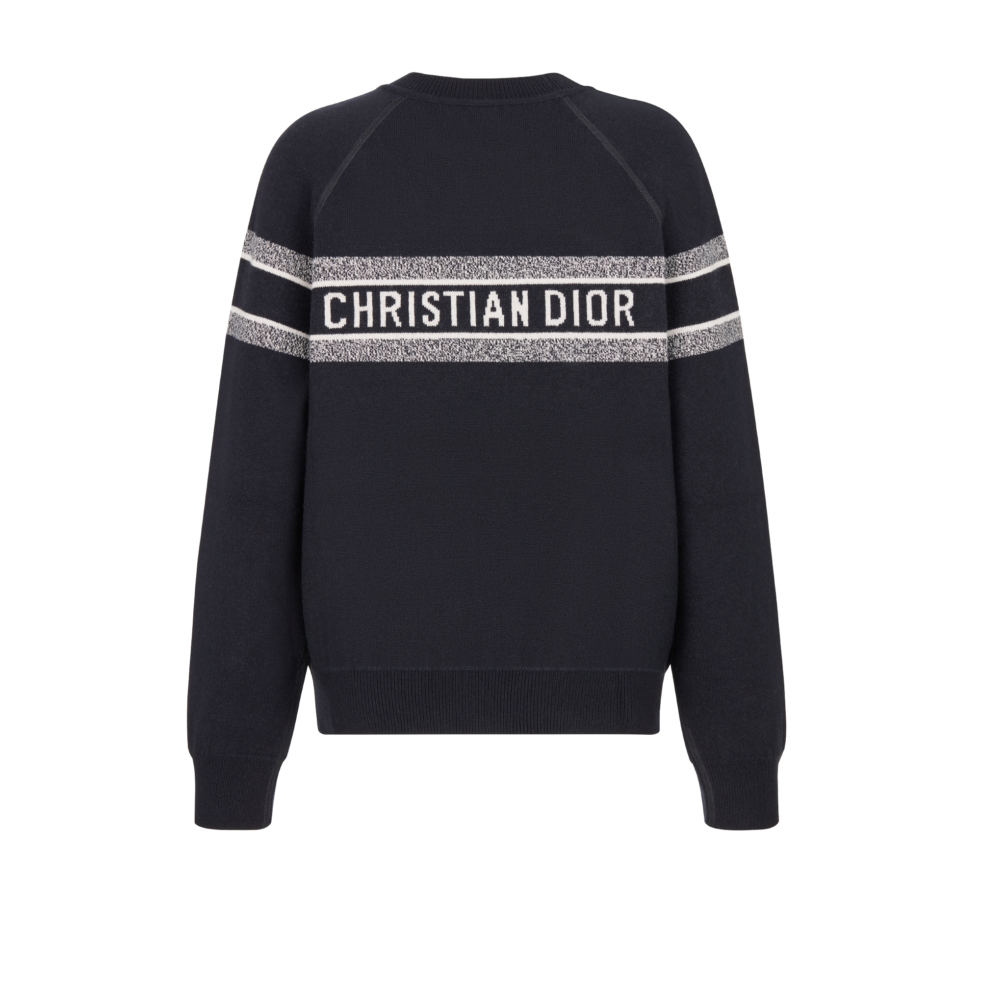 Dubbelzijdige trui met ronde hals Blauw dubbelzijdig technisch kasjmier met Dior Oblique-motief E08