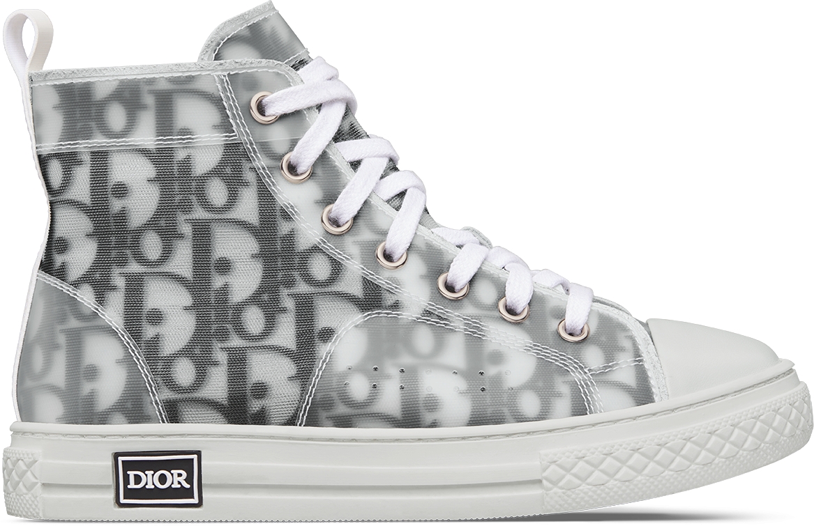 Kids B23 High Top Sneaker White and Black Dior Oblique Technical Canvas DIOR