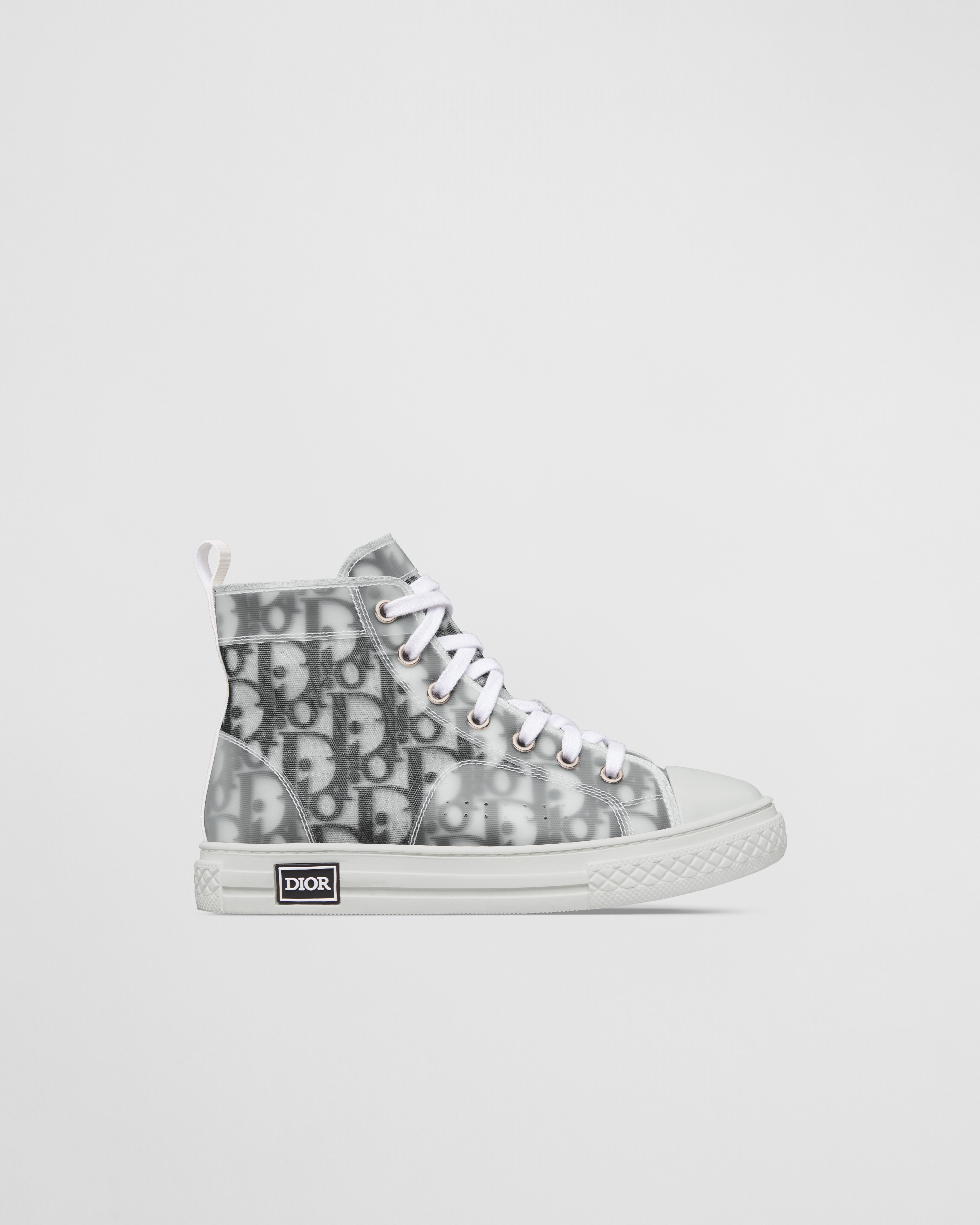 B23 League High Top Sneaker für Kinder Dior Oblique Funktionscanvas in Weiß und Schwarz E02