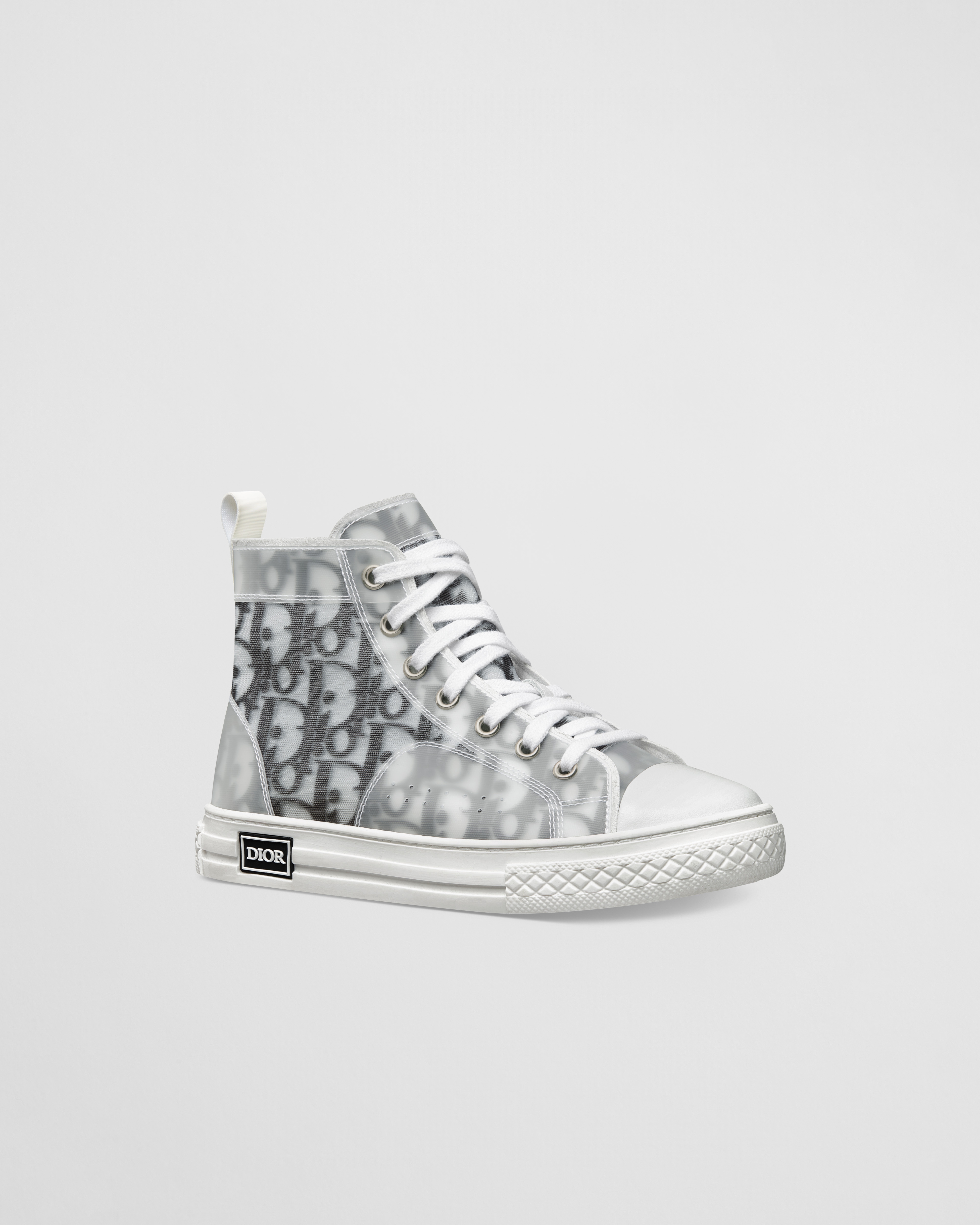Kids' B23 League High-Top Sneaker White and Black Dior Oblique Technical Canvas E03