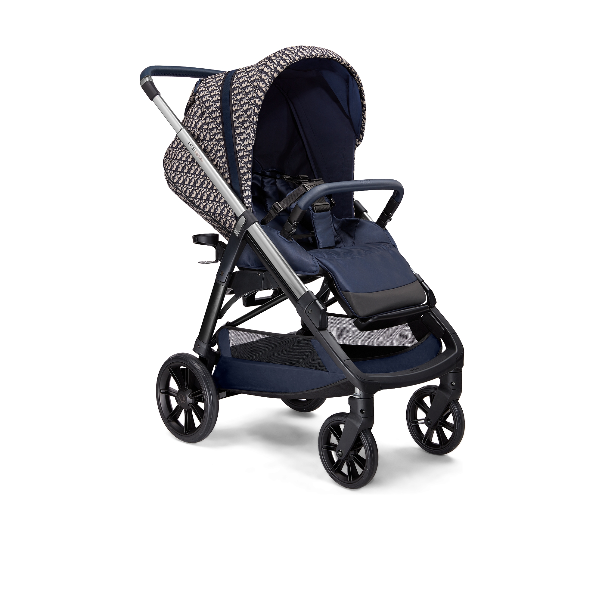 Poussette Toile technique déperlante Dior Oblique bleu et beige E02